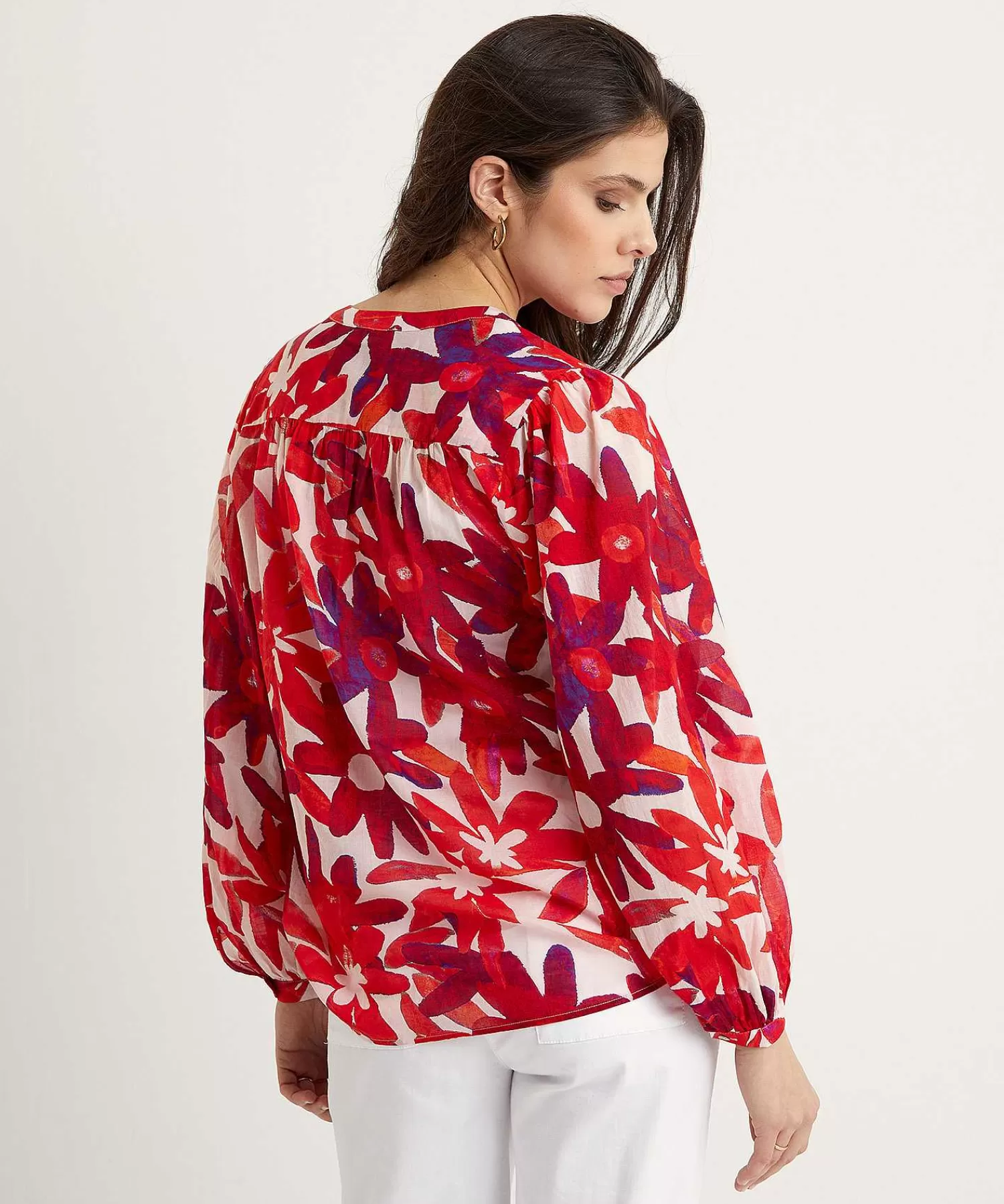 0039 ITALY 0039 Italia Blusa Voile Algodon Flores Anni Clearance