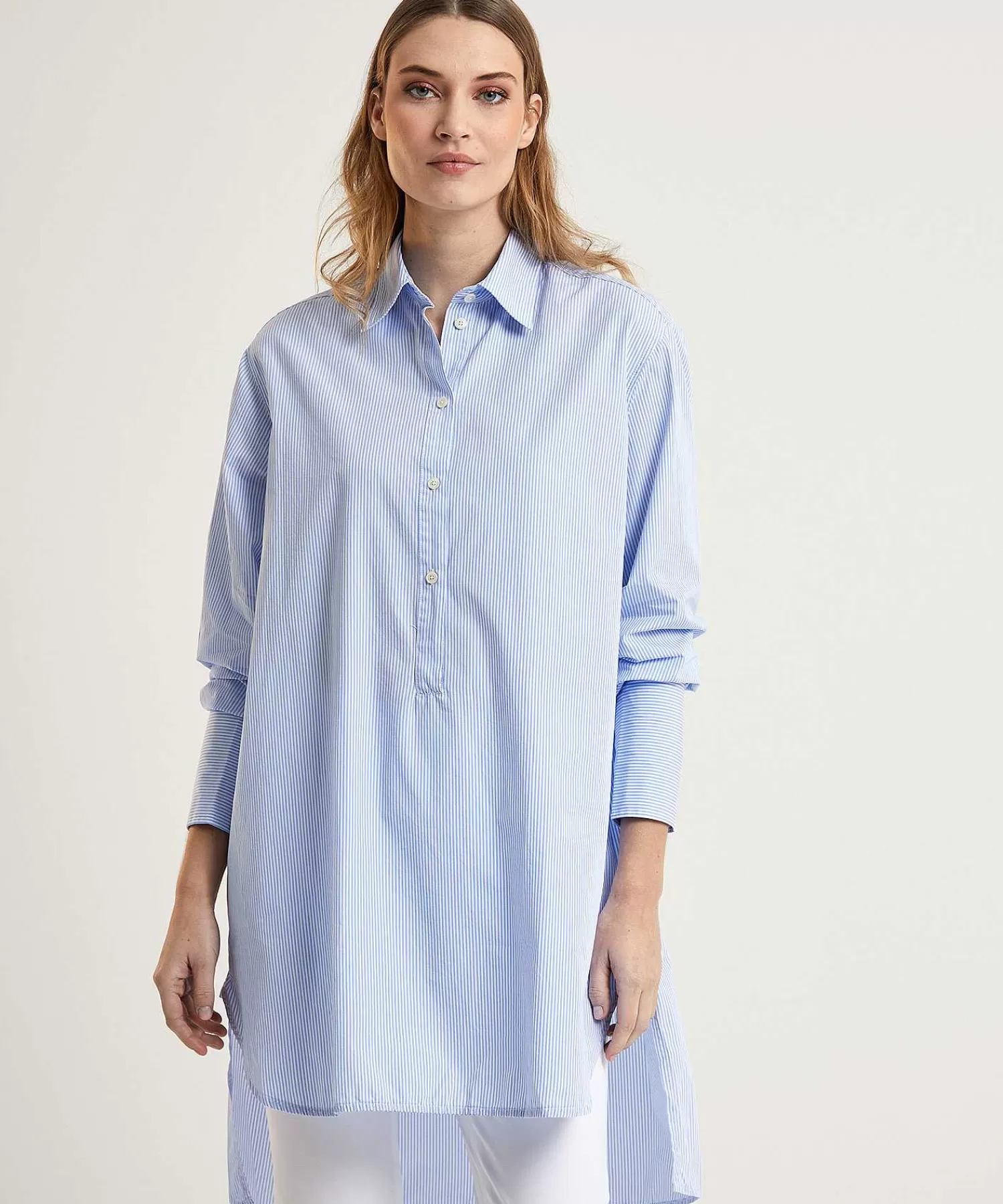 0039 ITALY Vestido Camisero De Popelina Con Rayas Avery Store