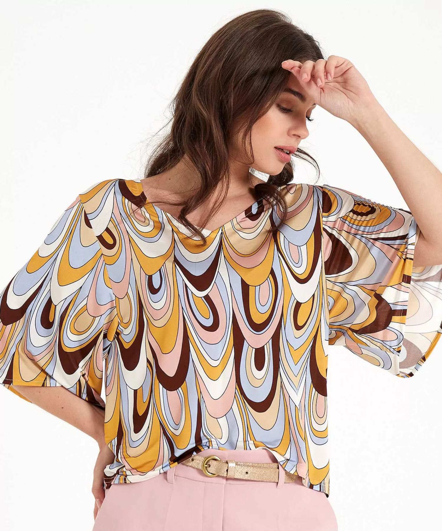 Ana Alcazar Slinky Top Estampado Retro Flash Sale