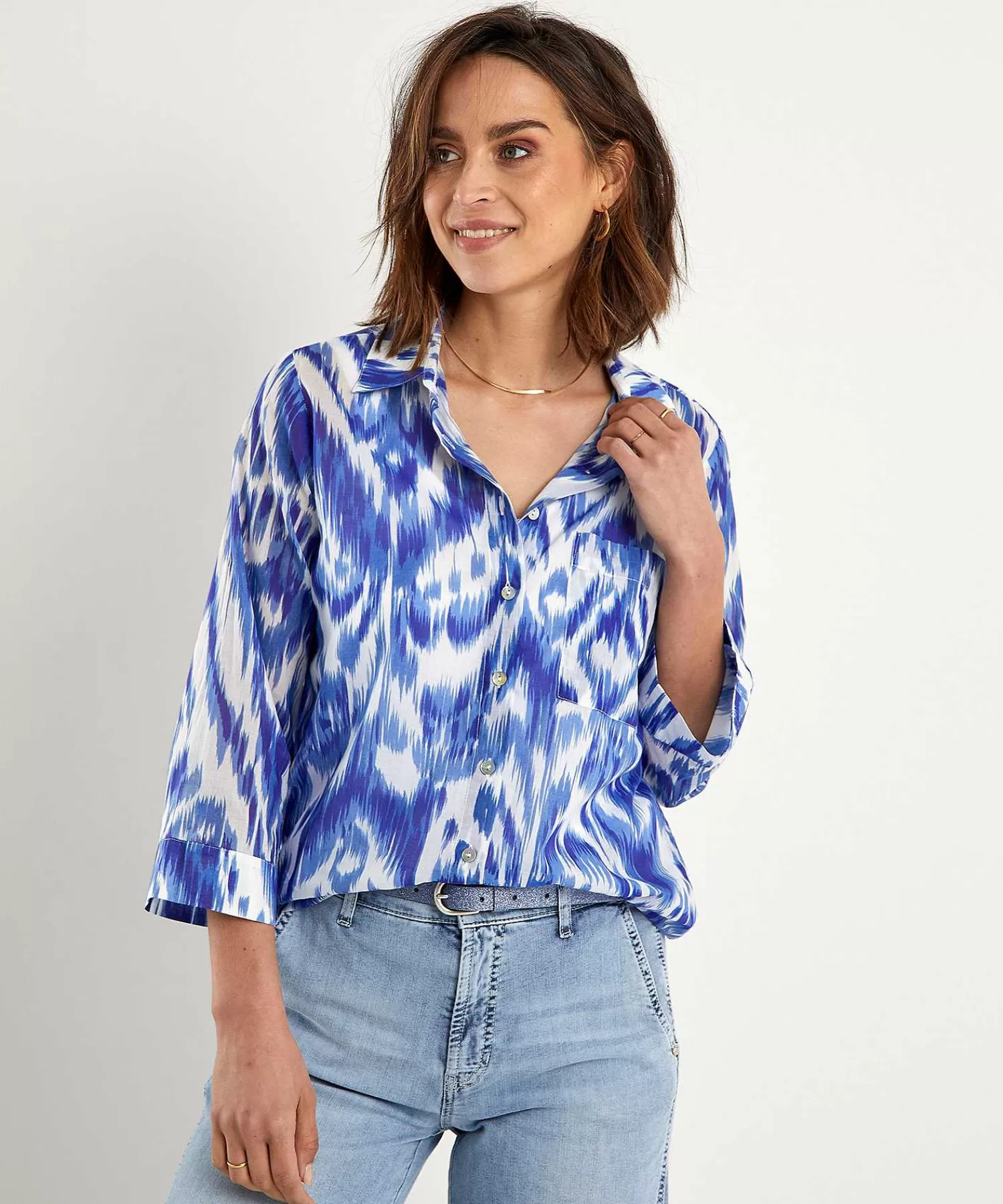 * Blusa De Voile De Algodon Ikat Flash Sale