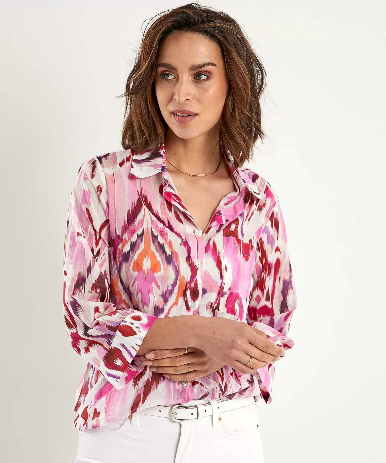* Blusa De Voile De Algodon Ikat Multicolor Discount