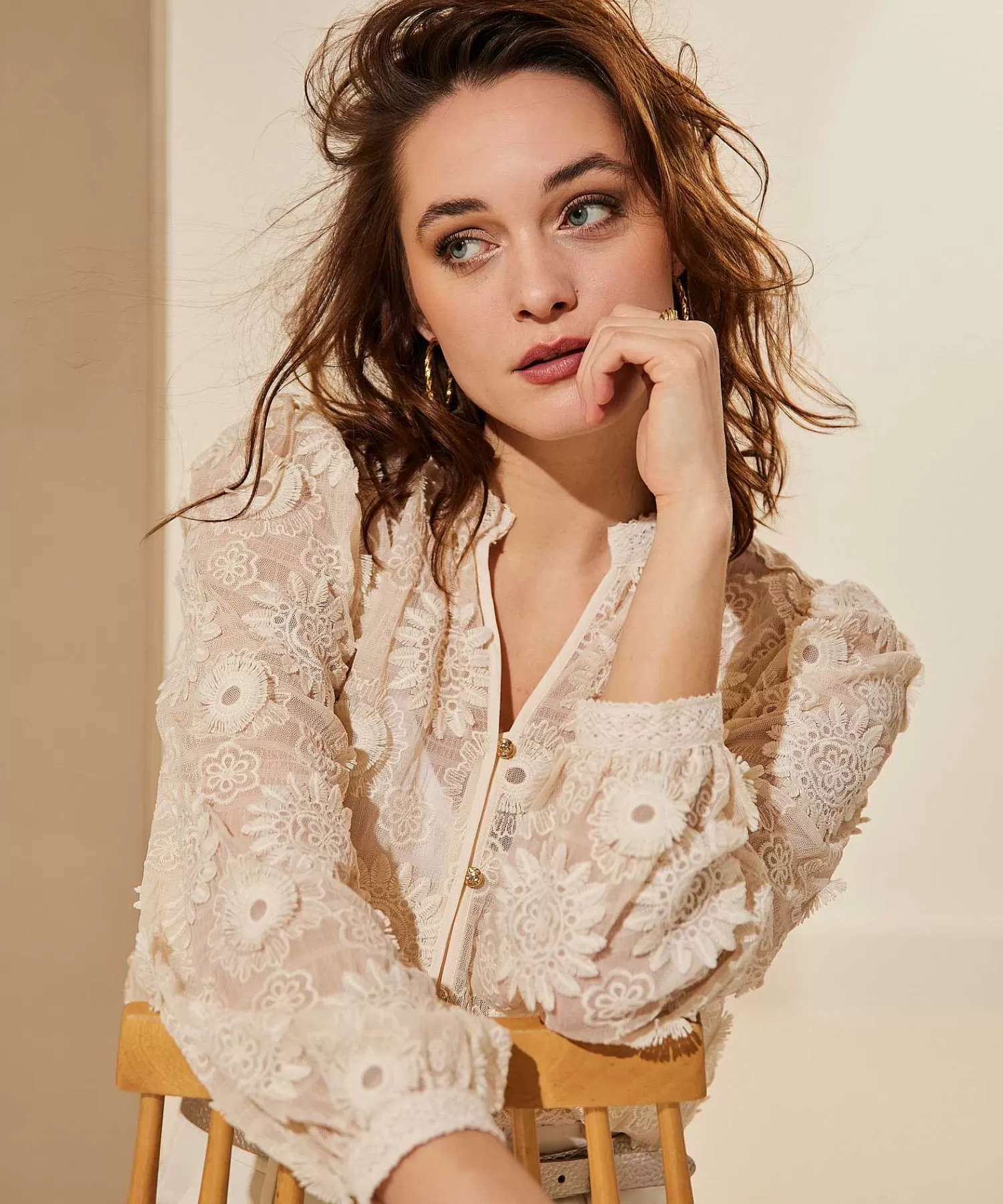 Caroline Biss Blusa De Tela De Encaje Cheap