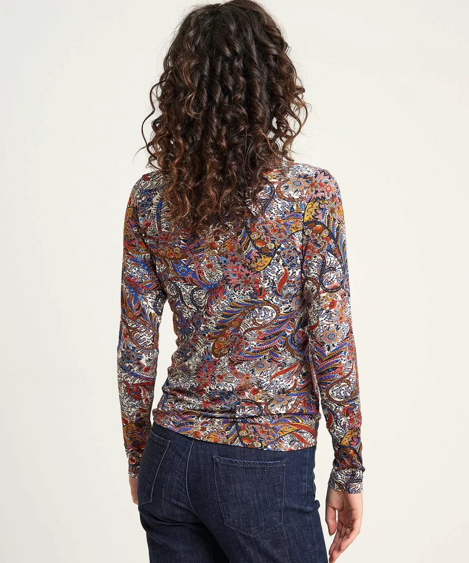 * Blusa De Punto Con Estampado De Cachemira Fashion