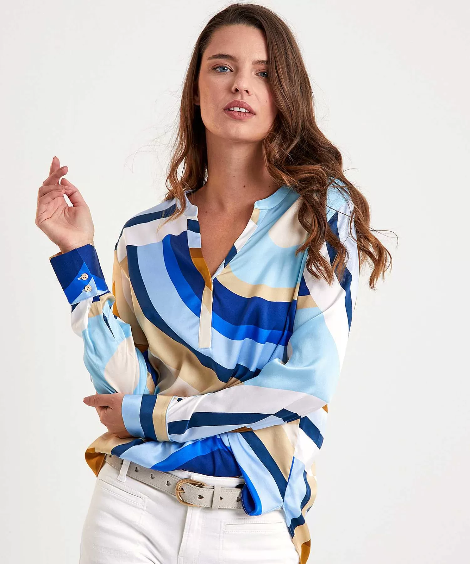 Herzen's Angelegenheit Blusa De Seda Angelegenheit De Herzen Con Estampado De Remolinos Hot