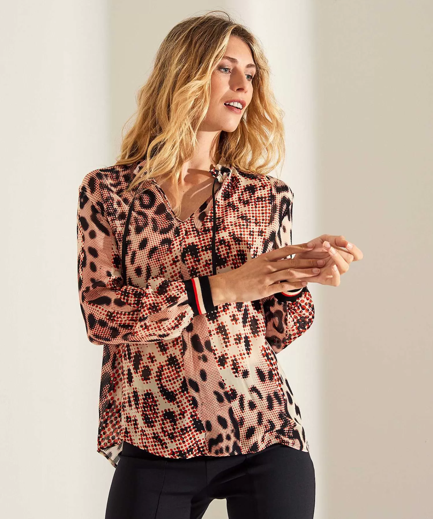 Marc Cain Sports Blusa Deportiva De Gasa Con Estampado De Pantera De Marc Cain Online