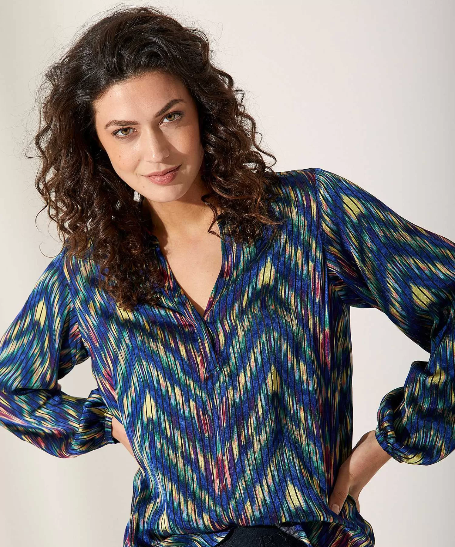 KYRA Blusa Con Motivo De Rayas Transparentes Danee New