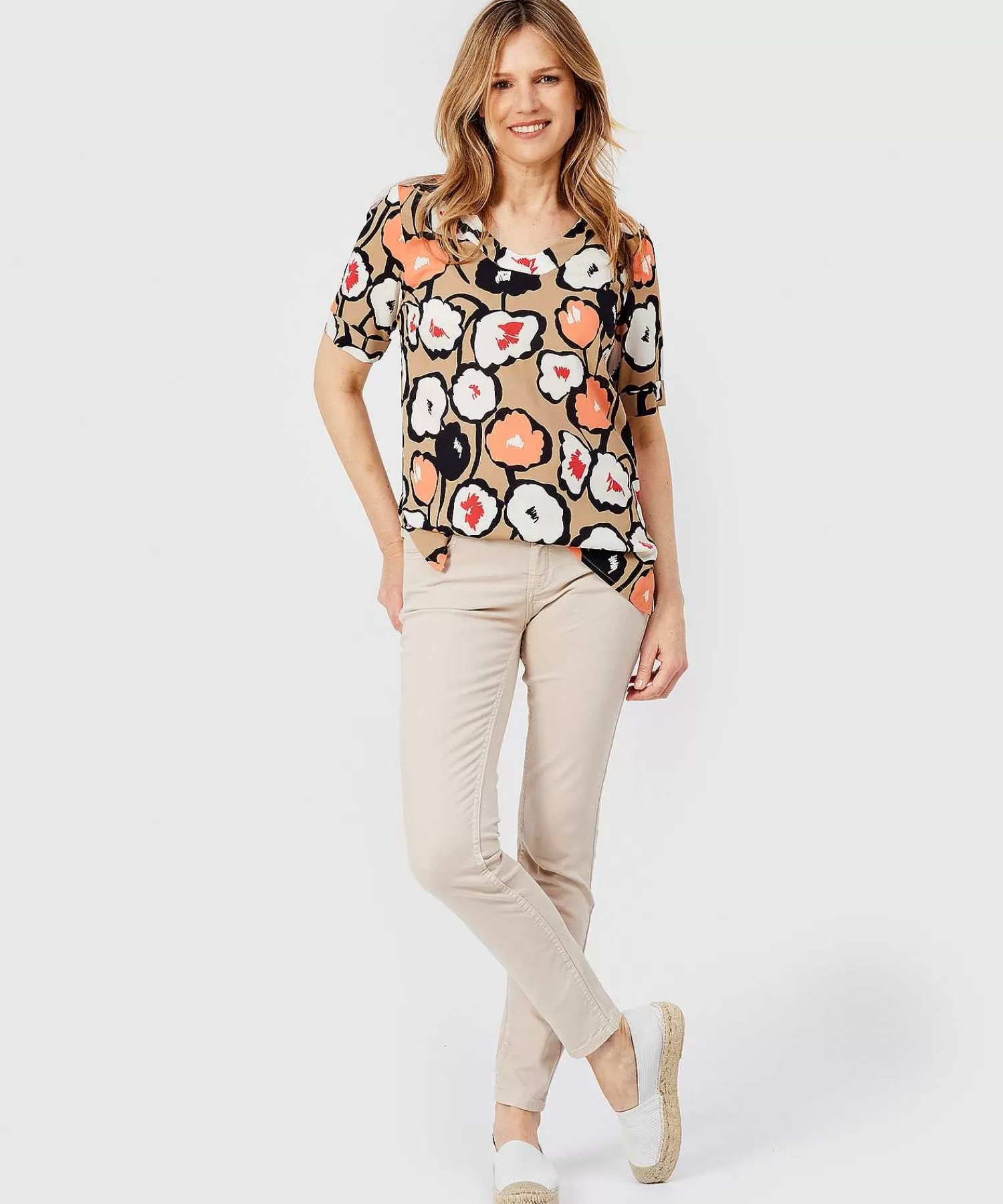 KYRA Blusa Estampado Flores Perlas Cheap