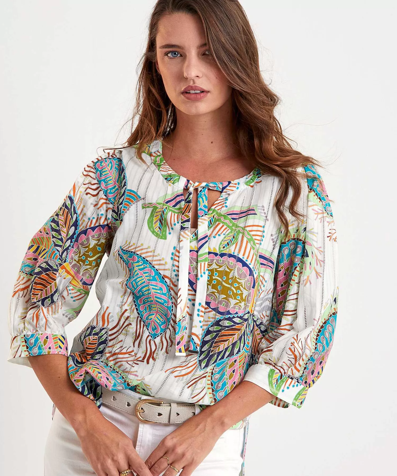 Marc Cain Collections Blusa Marc Cain Estampado Hojas Multicolor Fashion