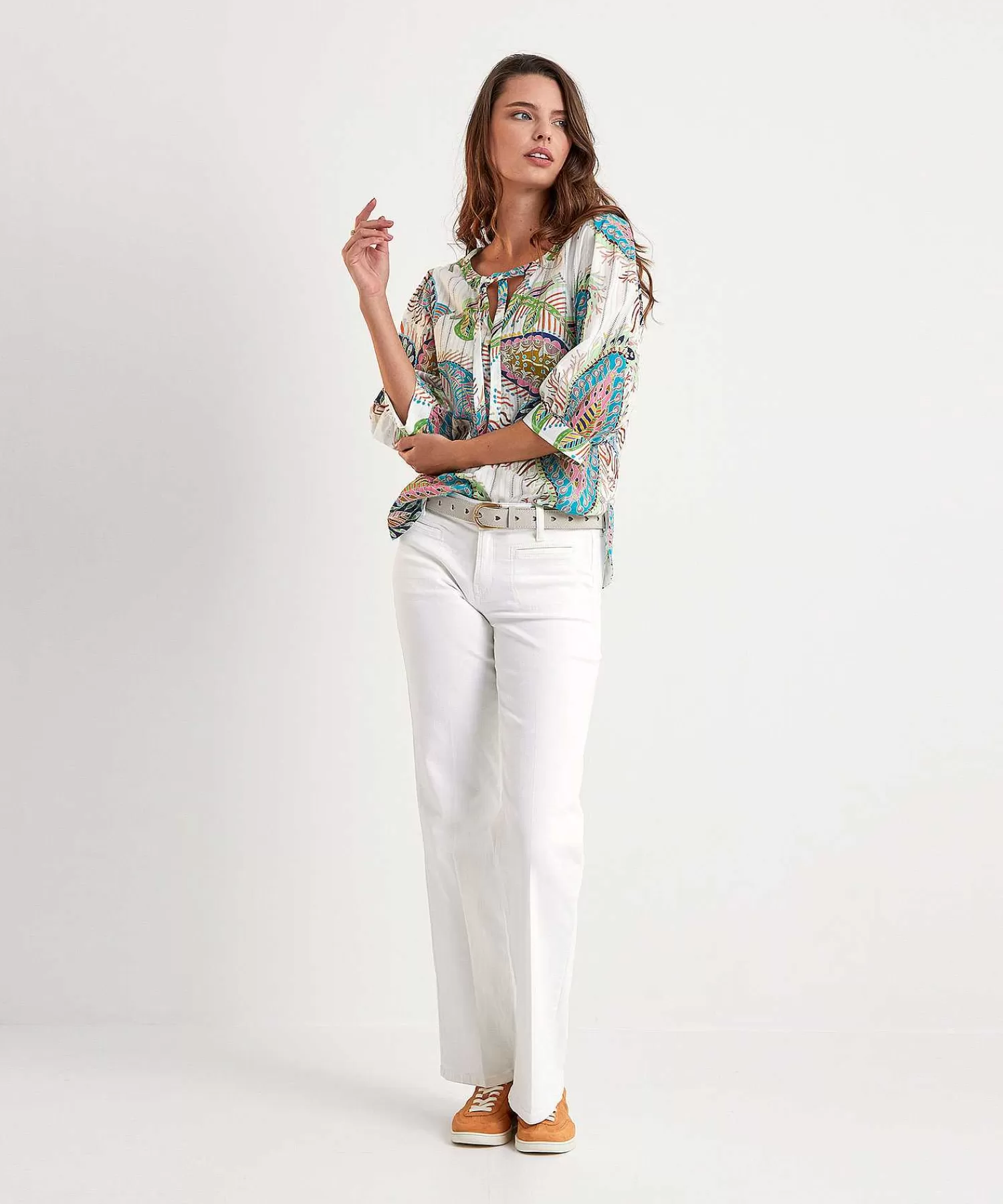Marc Cain Collections Blusa Marc Cain Estampado Hojas Multicolor Fashion