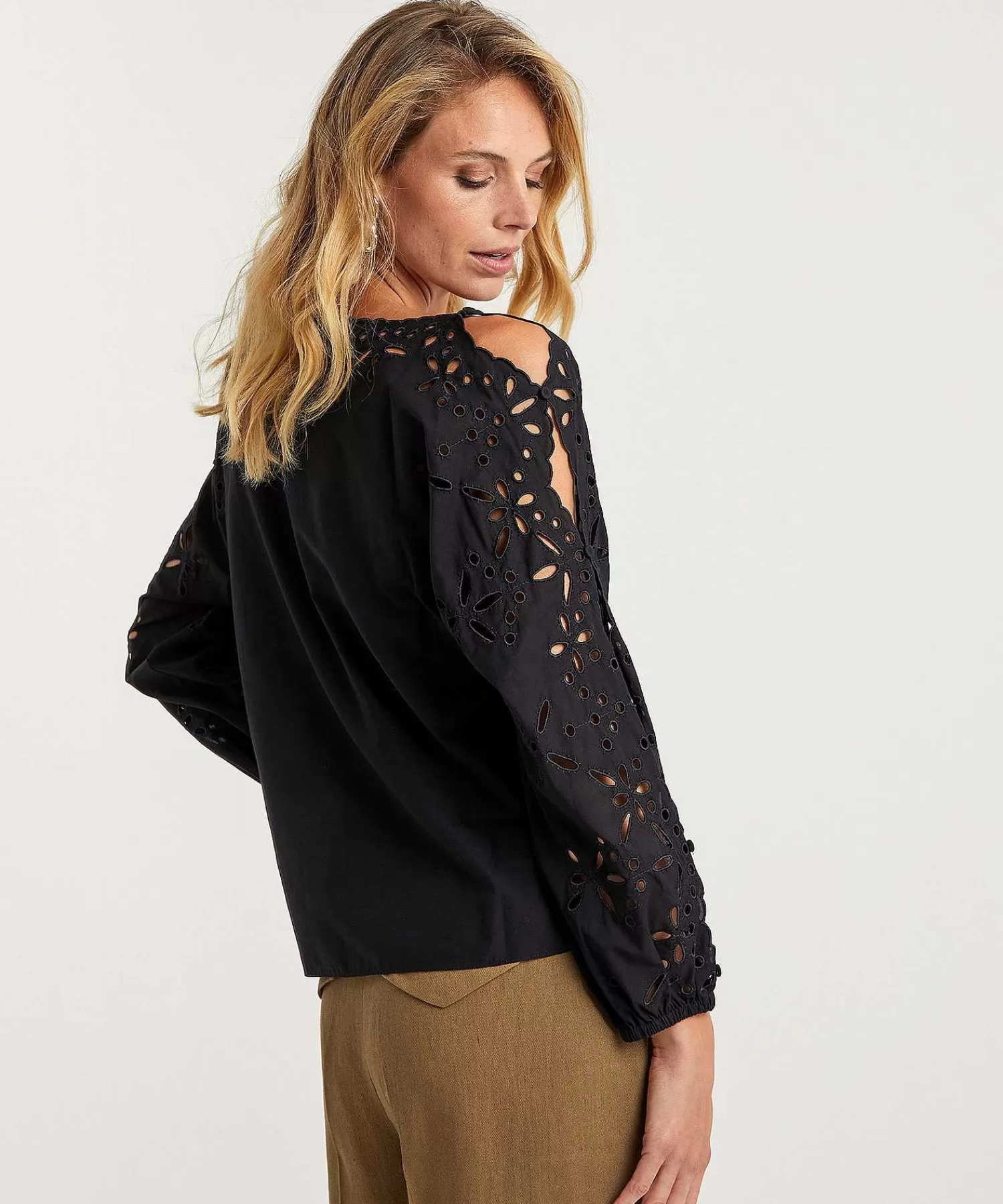 Marc Cain Collections Blusa Marc Cain Popelina Broderie Outlet