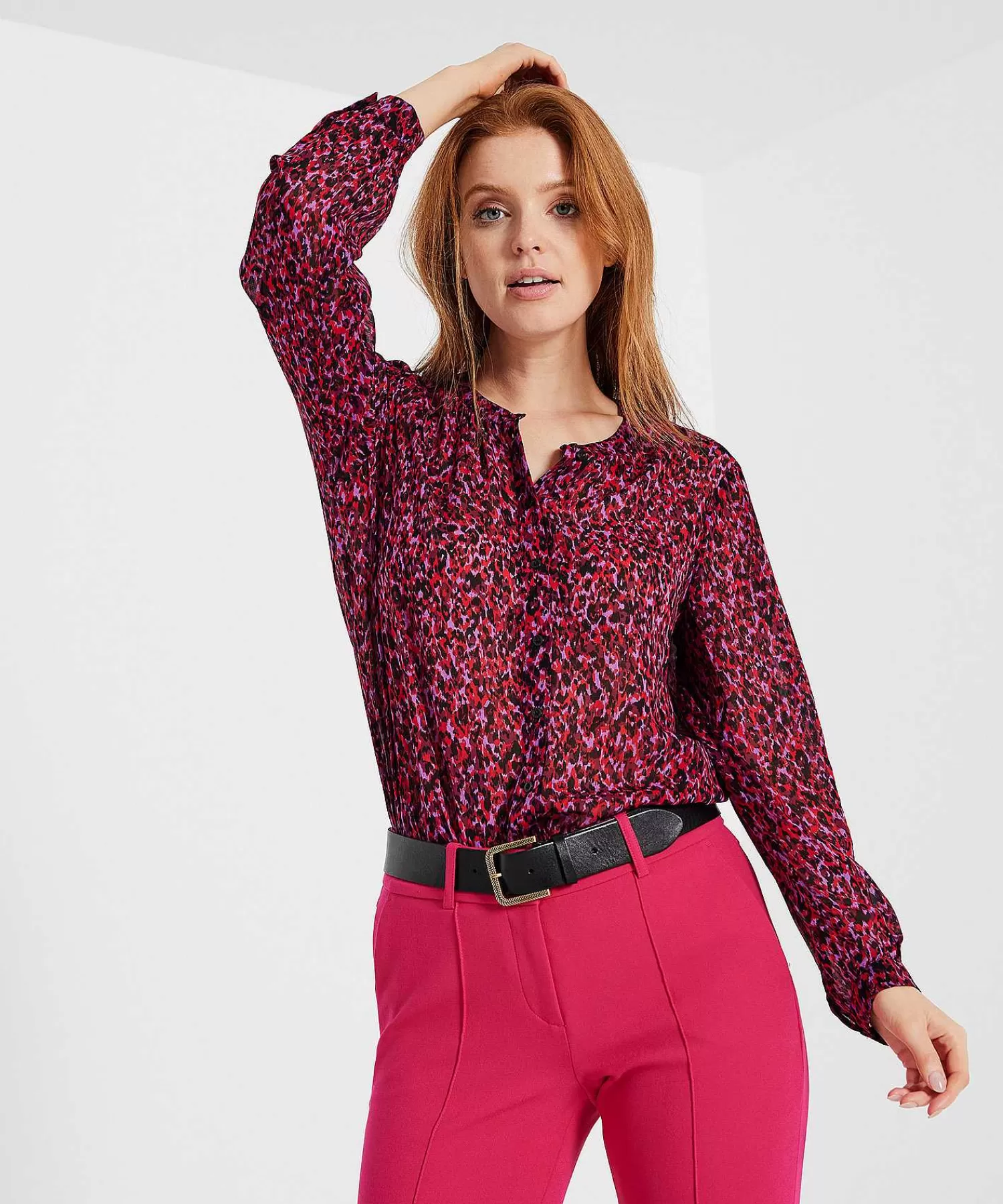 OUI Blusa Crepe Voile Estampado Animal Online