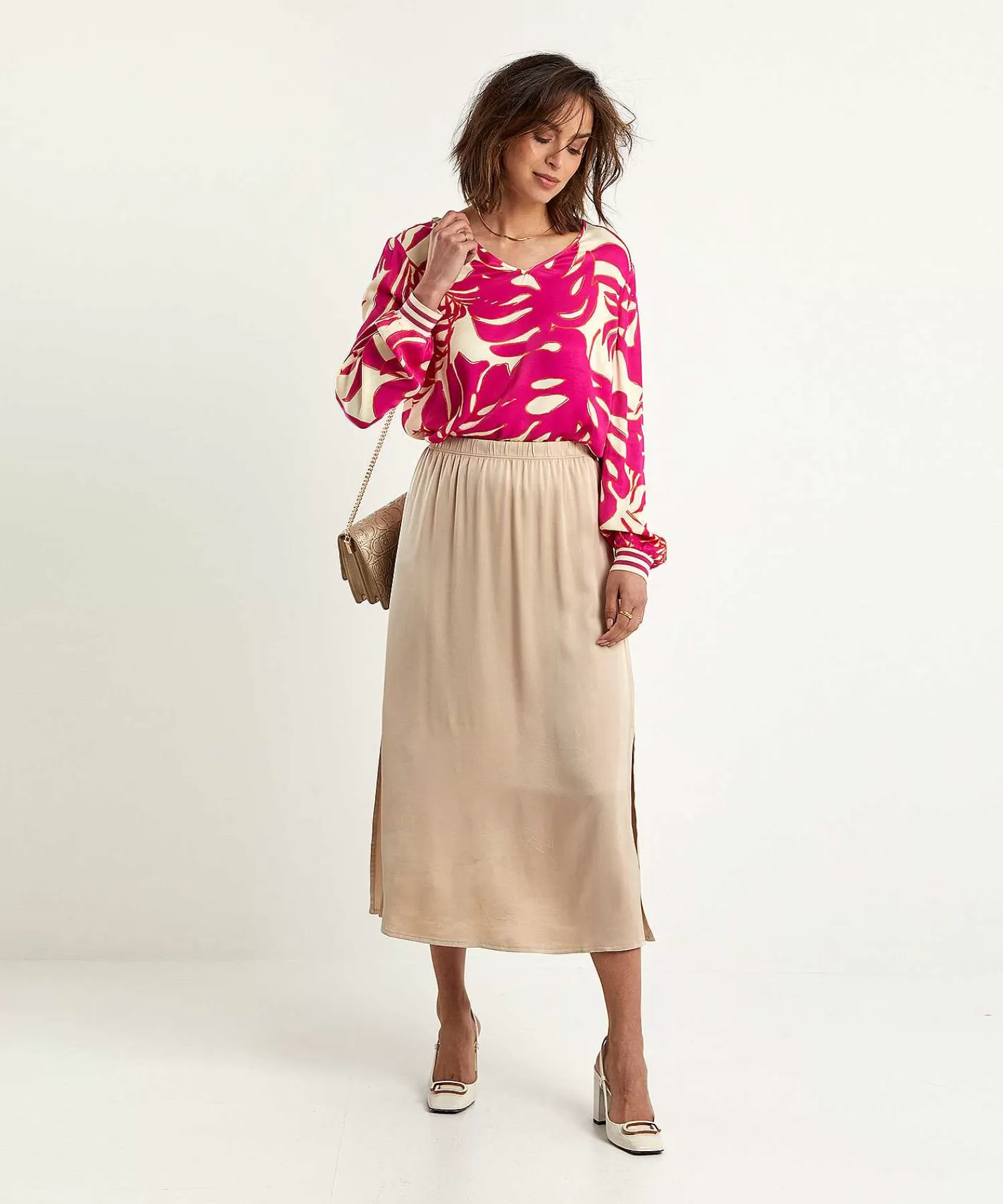 OUI Blusa Sedosa Con Estampado De Hojas Cheap