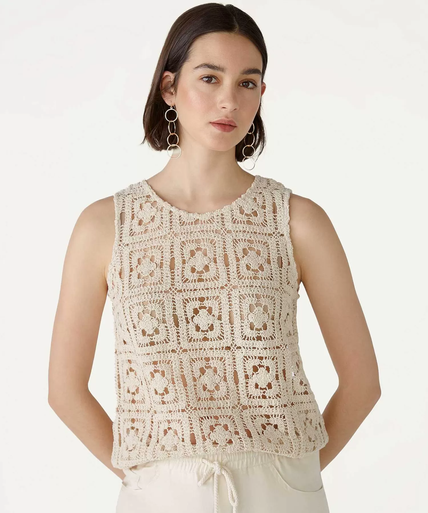 OUI Blusa Sin Mangas De Ganchillo Hot
