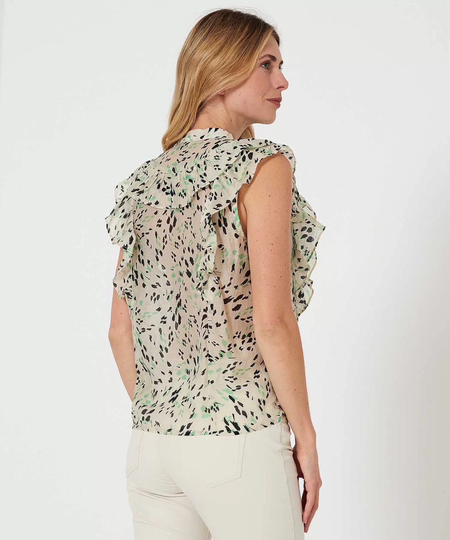 Summum Blusa Sin Mangas Estampado Lunares Verde Shop