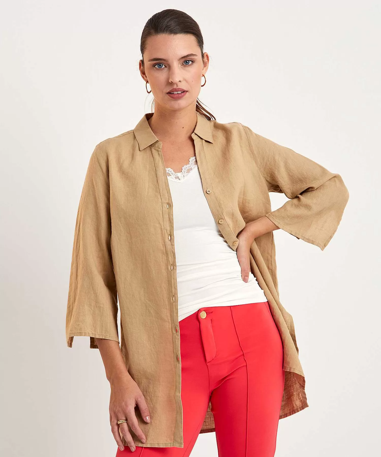KYRA Blusa Tipo Tunica De Lino Liza Clearance