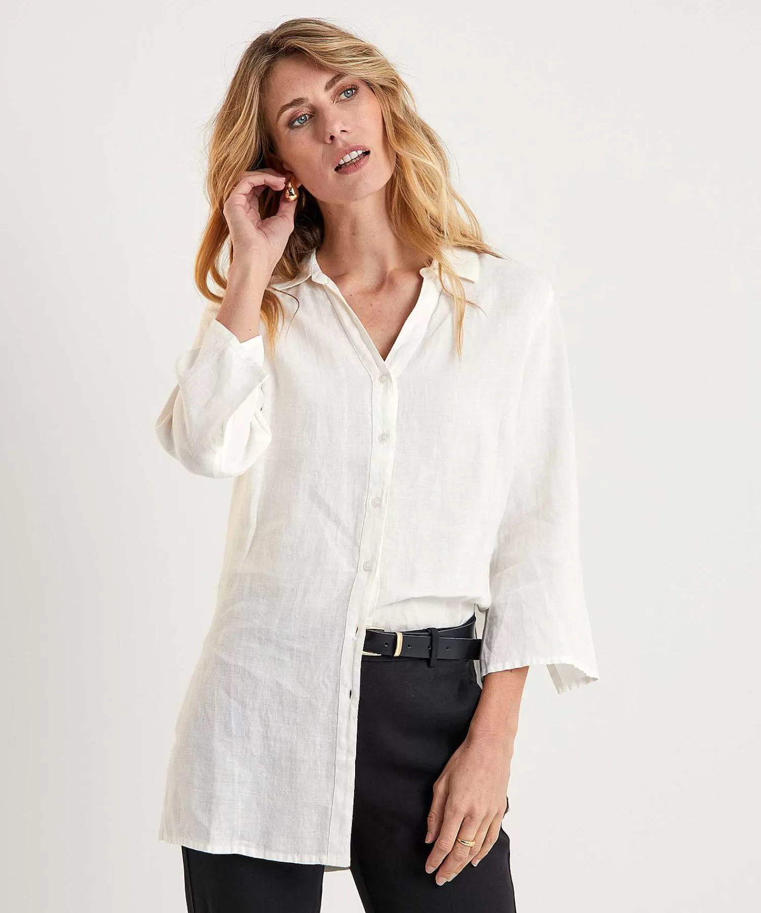 KYRA Blusa Tipo Tunica De Lino Liza New