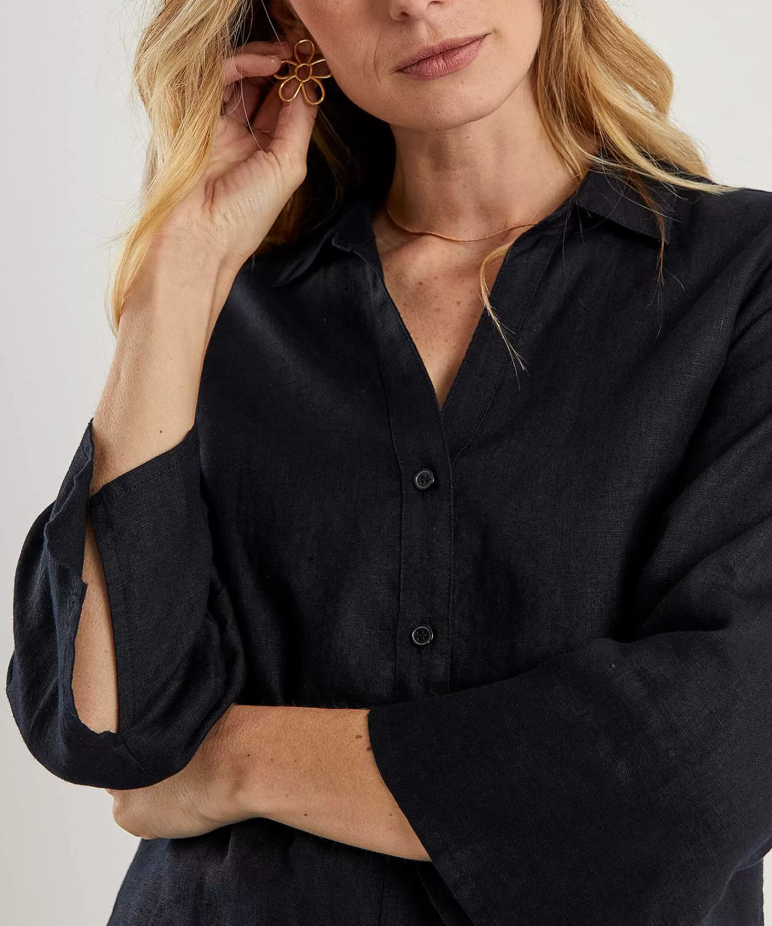 KYRA Blusa Tipo Tunica De Lino Liza Clearance