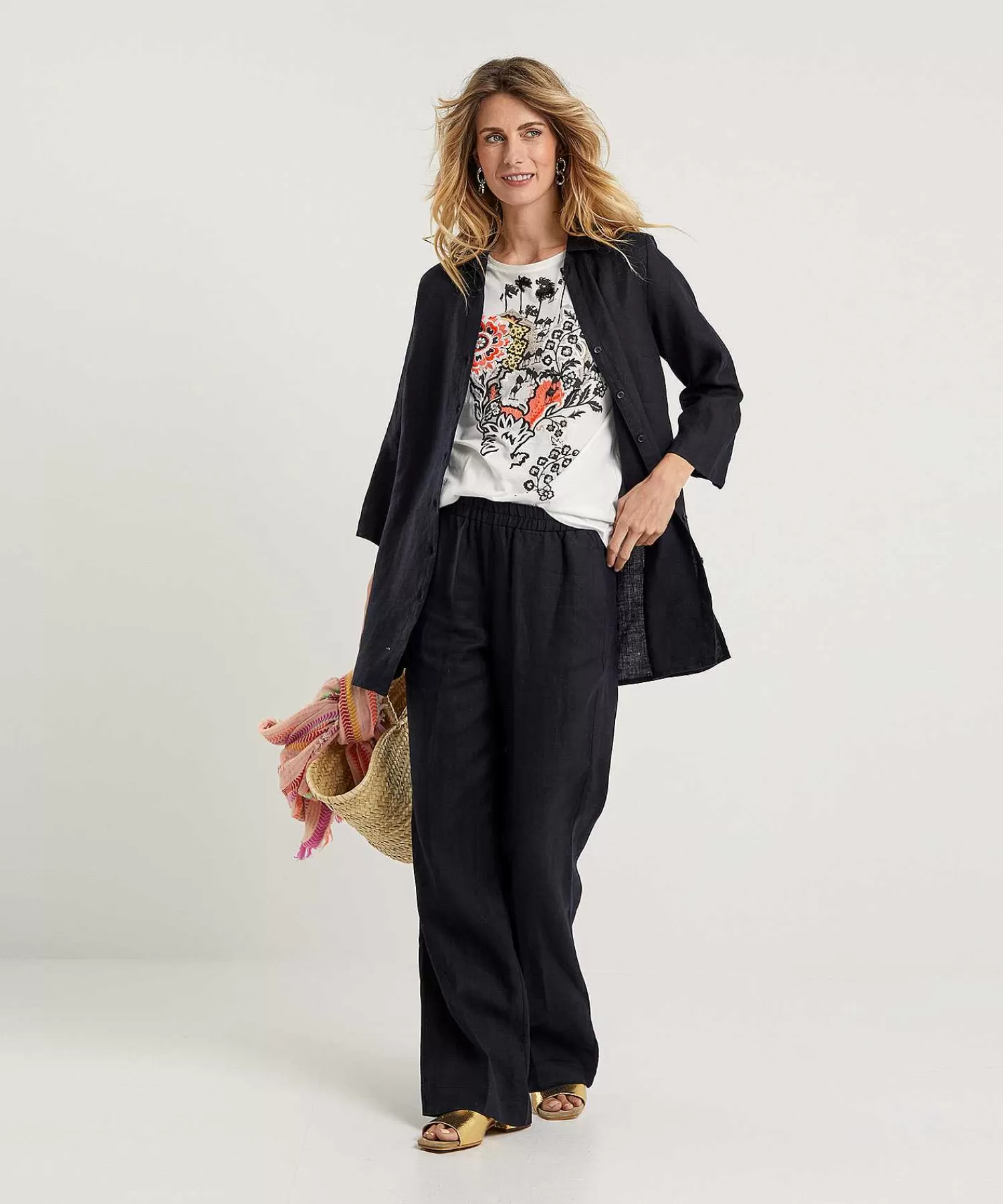 KYRA Blusa Tipo Tunica De Lino Liza Clearance
