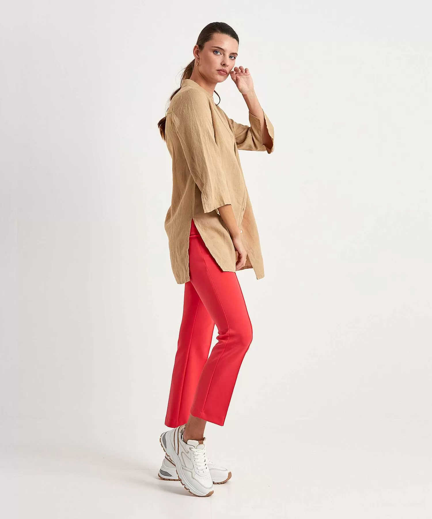 KYRA Blusa Tipo Tunica De Lino Liza Clearance