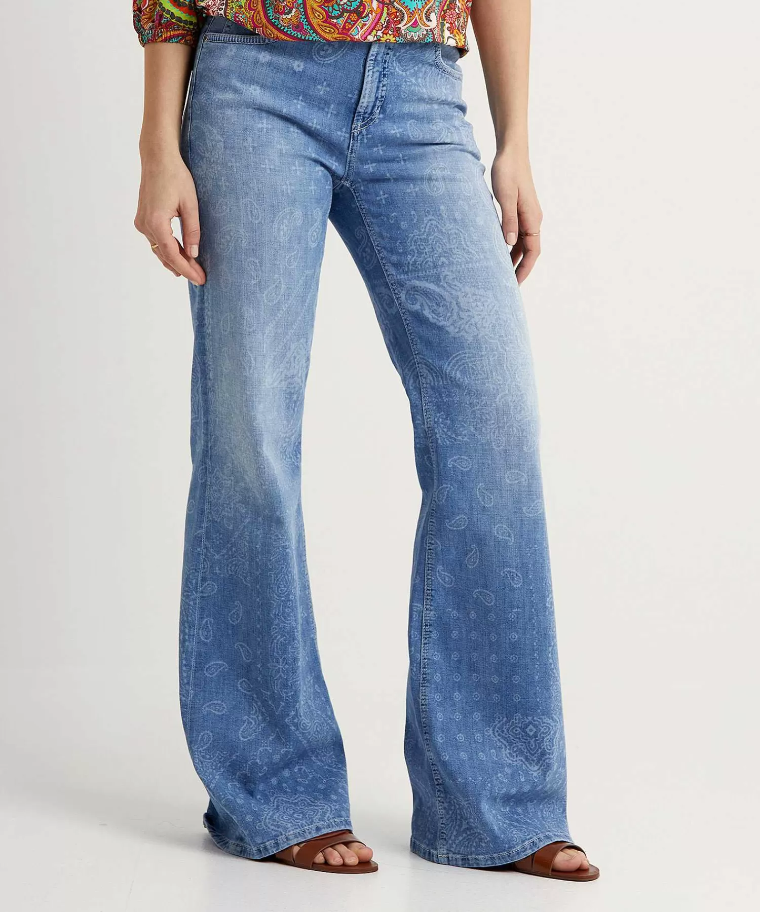 Cambio Vaqueros Anchos Con Estampado De Cachemira Fabienne Discount