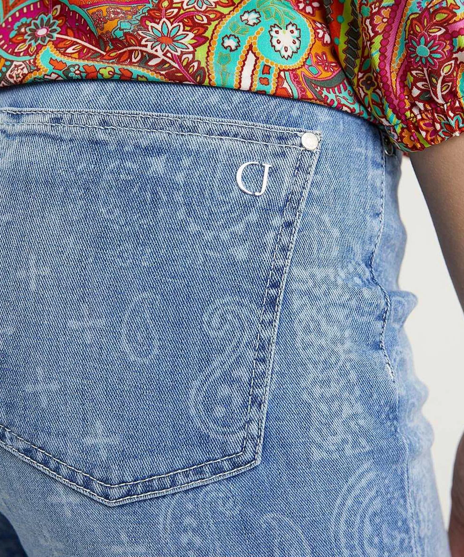 Cambio Vaqueros Anchos Con Estampado De Cachemira Fabienne Discount