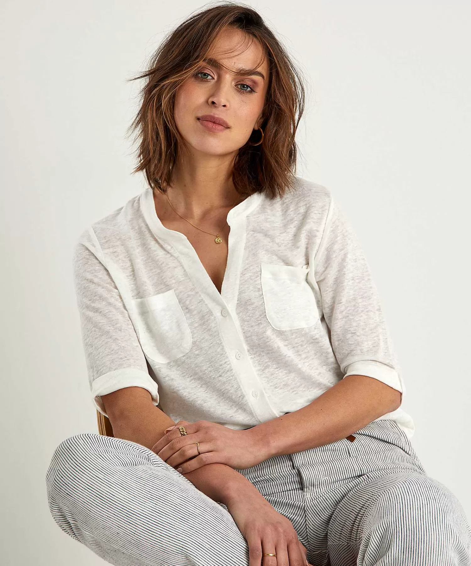 GIULIA E TU Camisa Blusa De Lino Discount