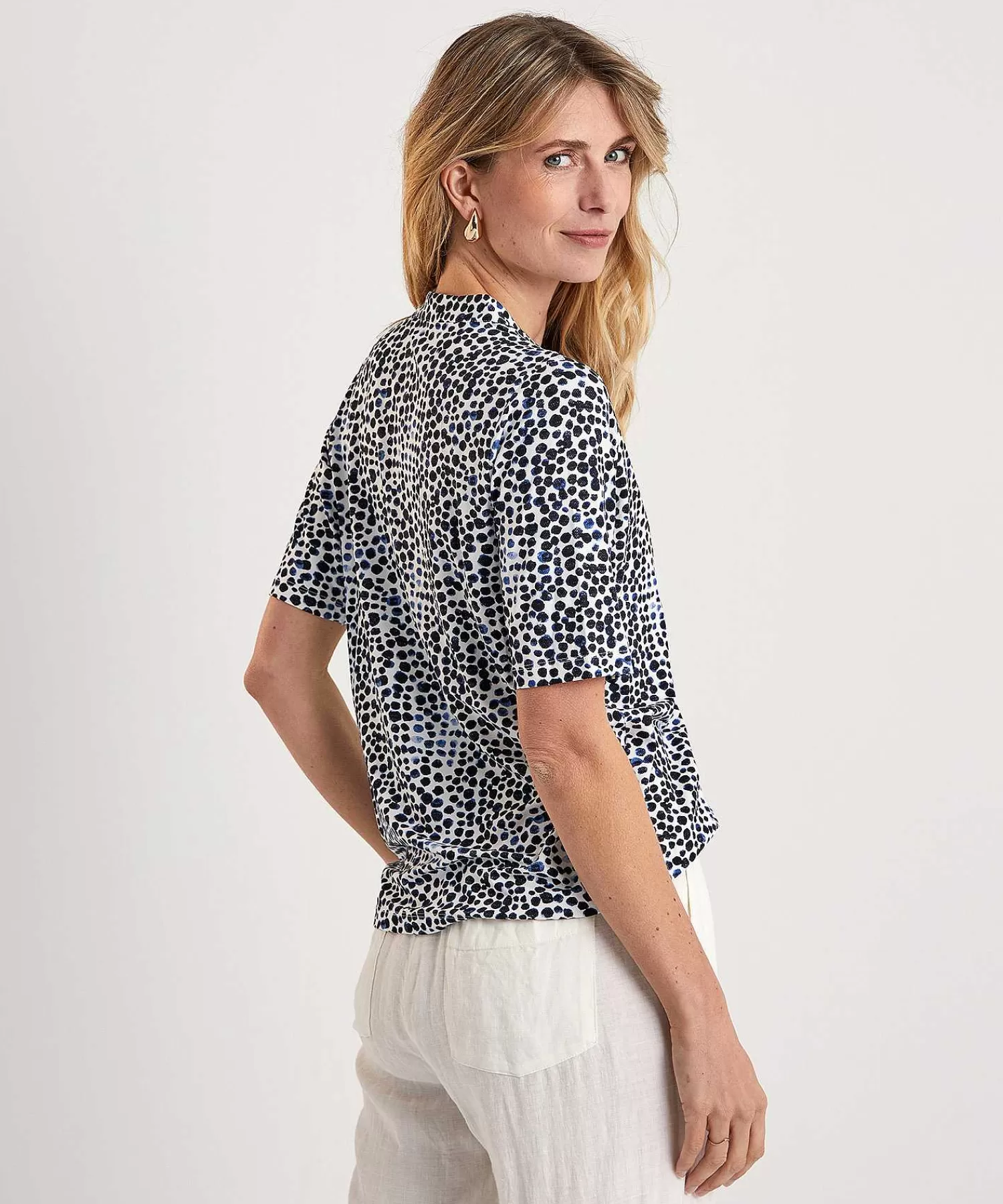 * Camisa Con Cuello De Pico Y Lunares Plisados De Online