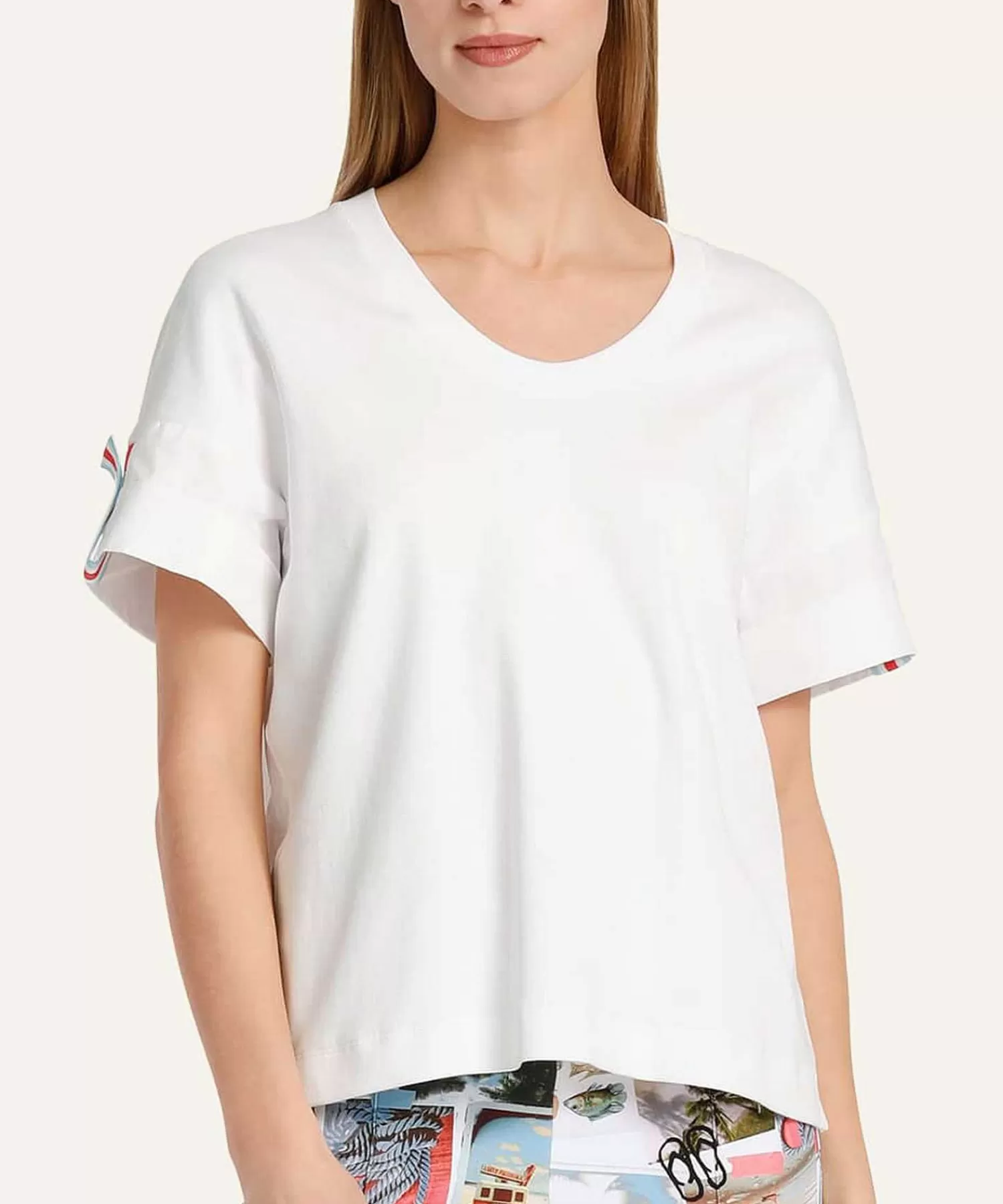Marc Cain Sports Camisa Deportiva Con Ribete De Rayas De Marc Cain New