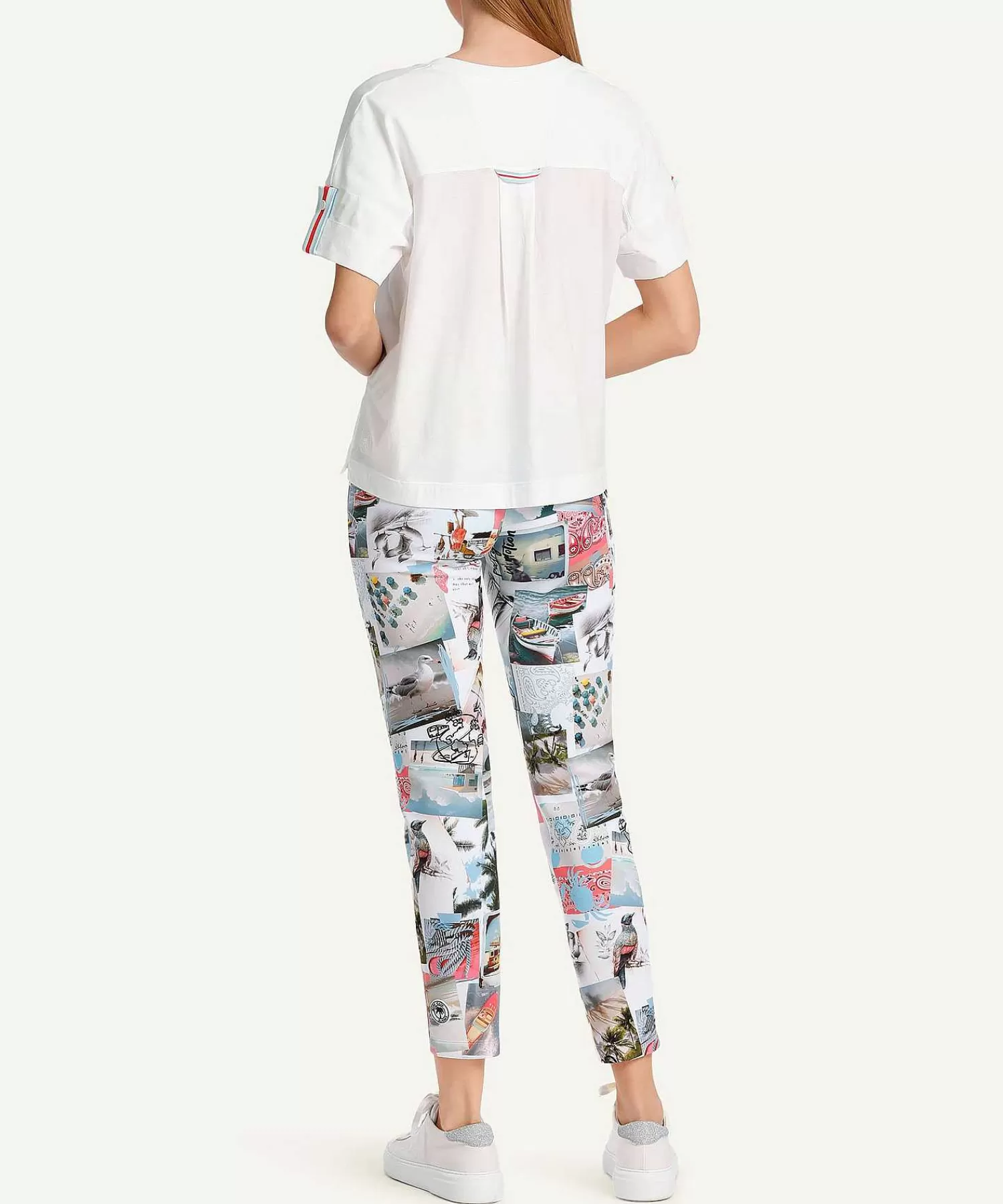 Marc Cain Sports Camisa Deportiva Con Ribete De Rayas De Marc Cain New