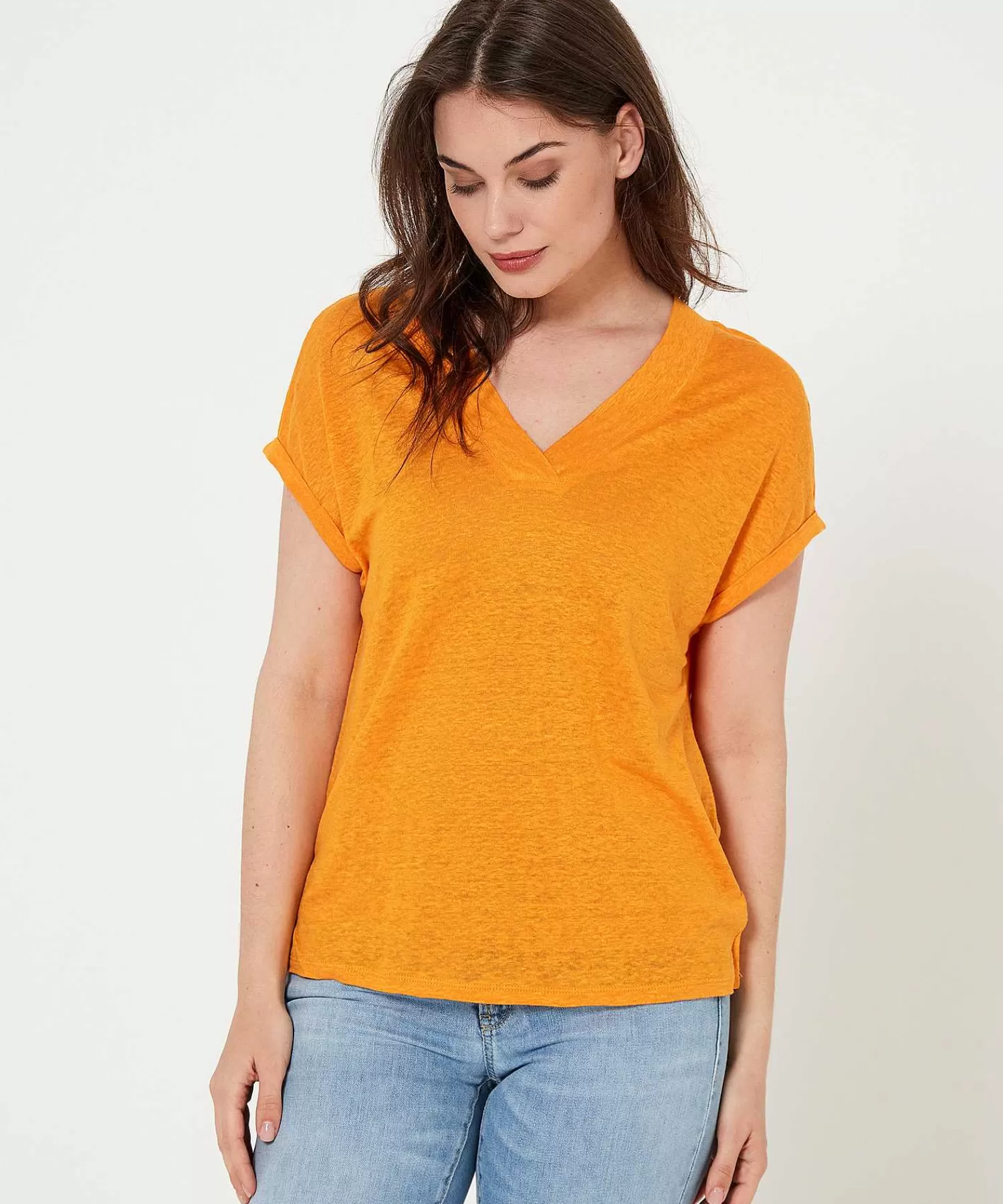 OUI Camisa Lino Cuello Pico Discount