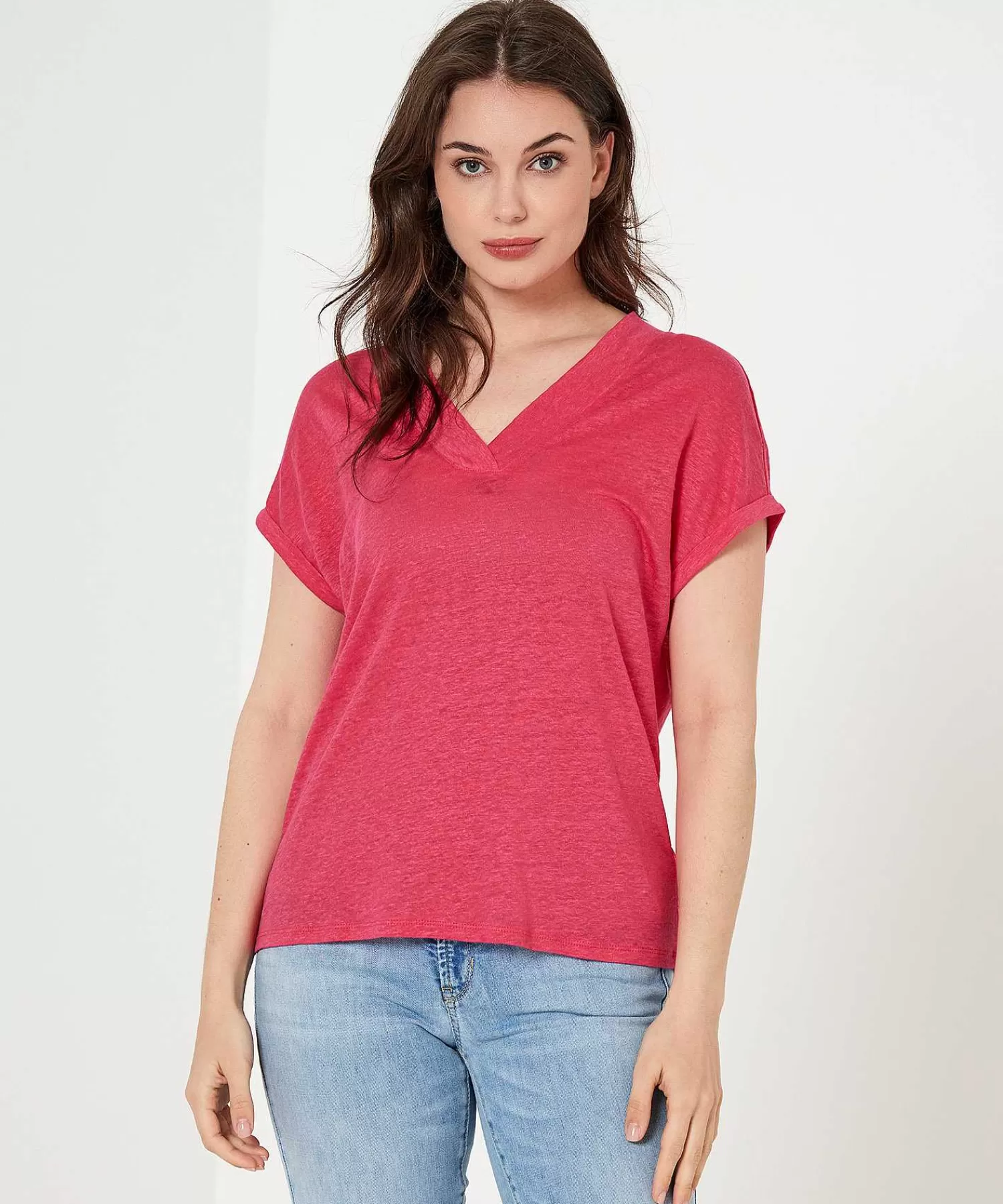 OUI Camisa Lino Cuello Pico Best Sale