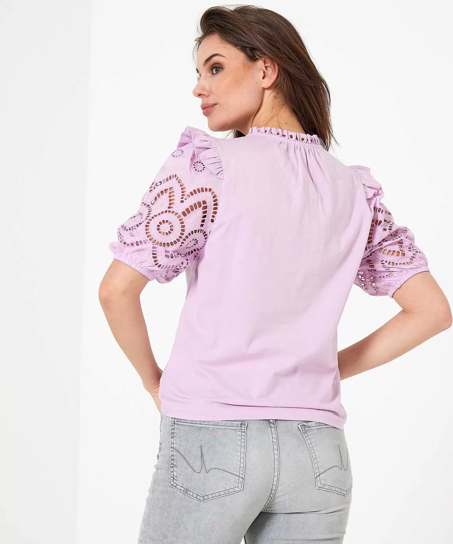 Summum Camisa Broderie Manga Globo Best Sale