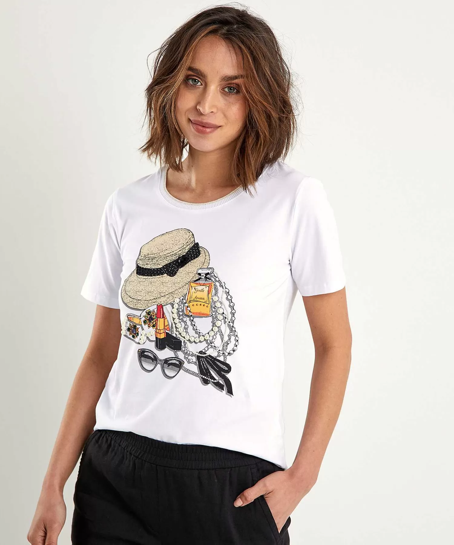 Leo & Ugo Camiseta Con Estampado Fashion Y Perlas Discount