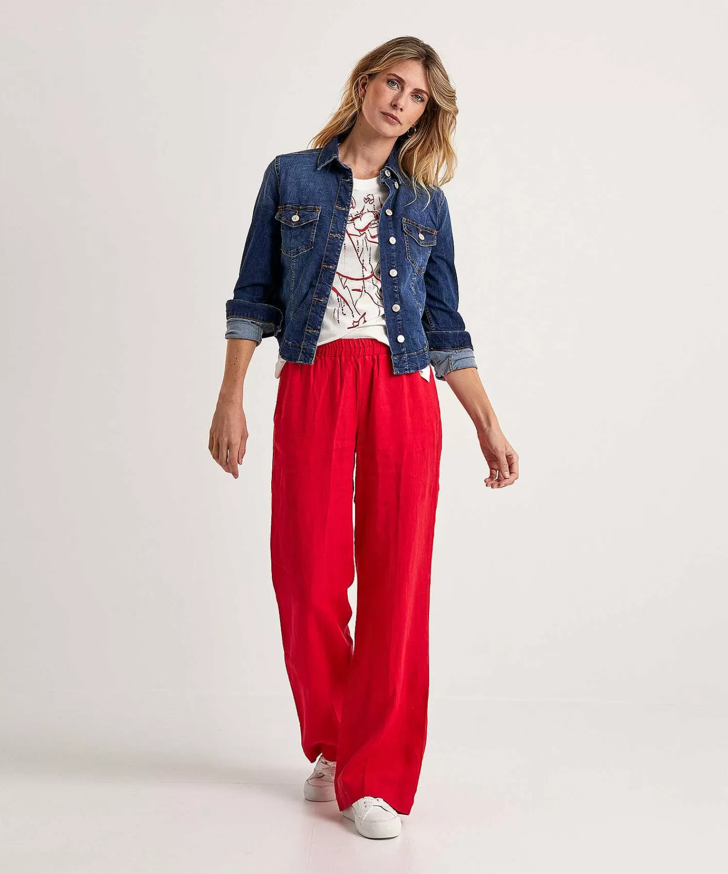 OUI Camiseta Cuentas Con Estampado De Moda Fashion
