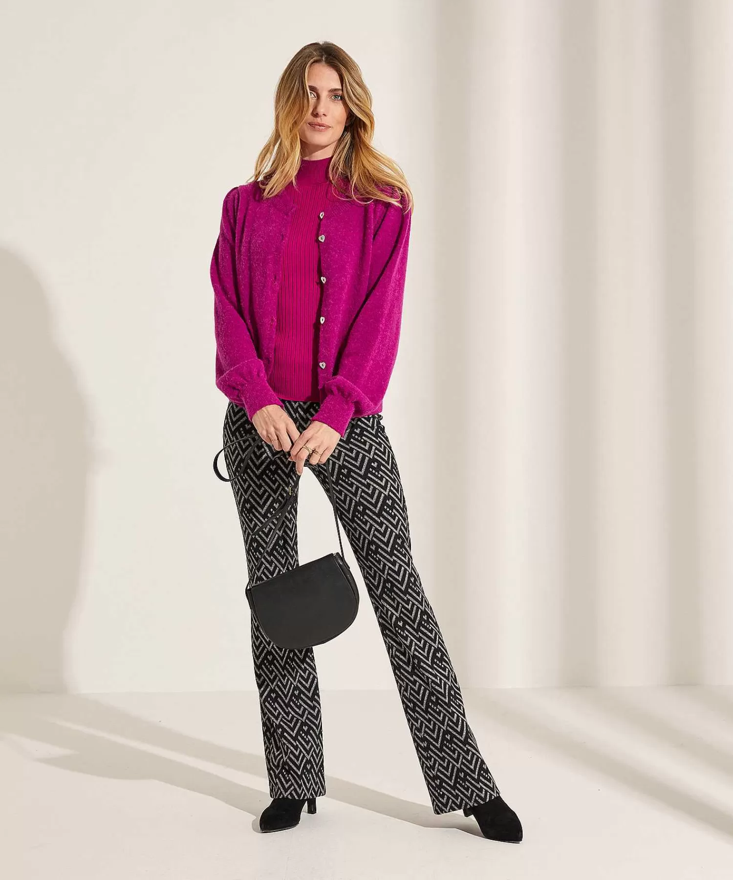 Giulia e Tu Cardigan Con Botones De Corazon Y Mangas Abullonadas Hot