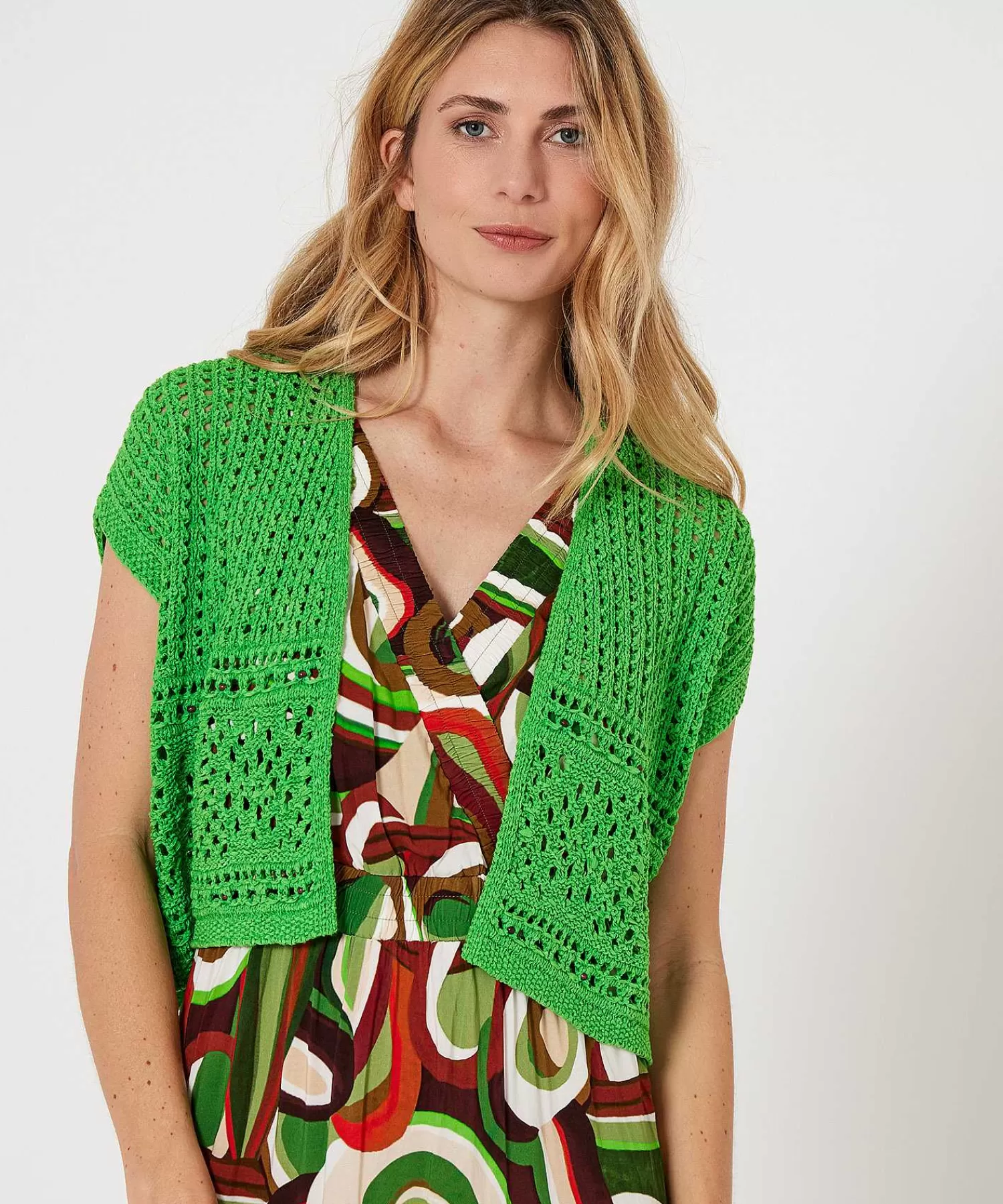 Caroline Biss Cardigan Corto Con Cuentas Caladas Store