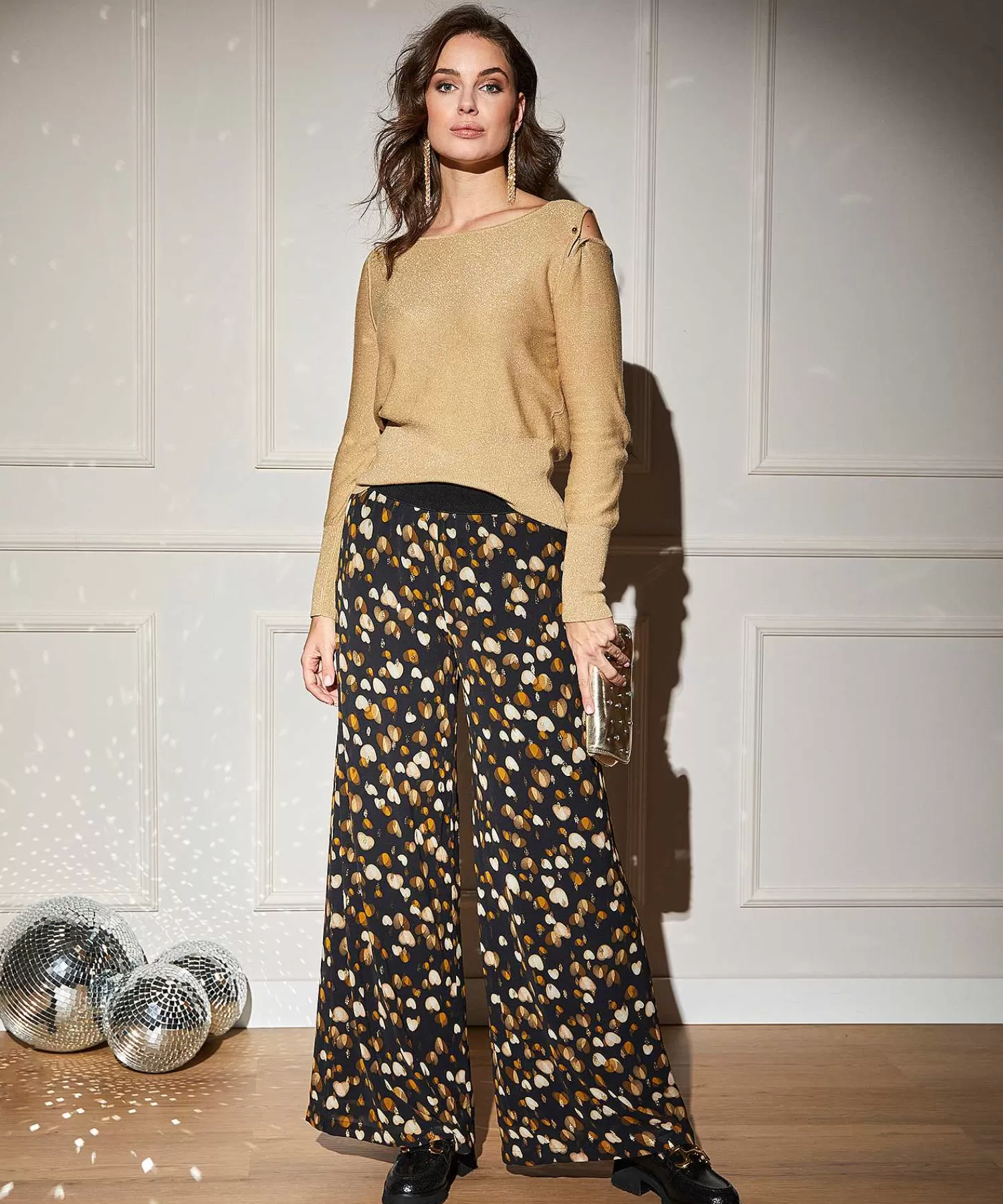 Caroline Biss Pantalones Anchos Corazones Lurex Sale