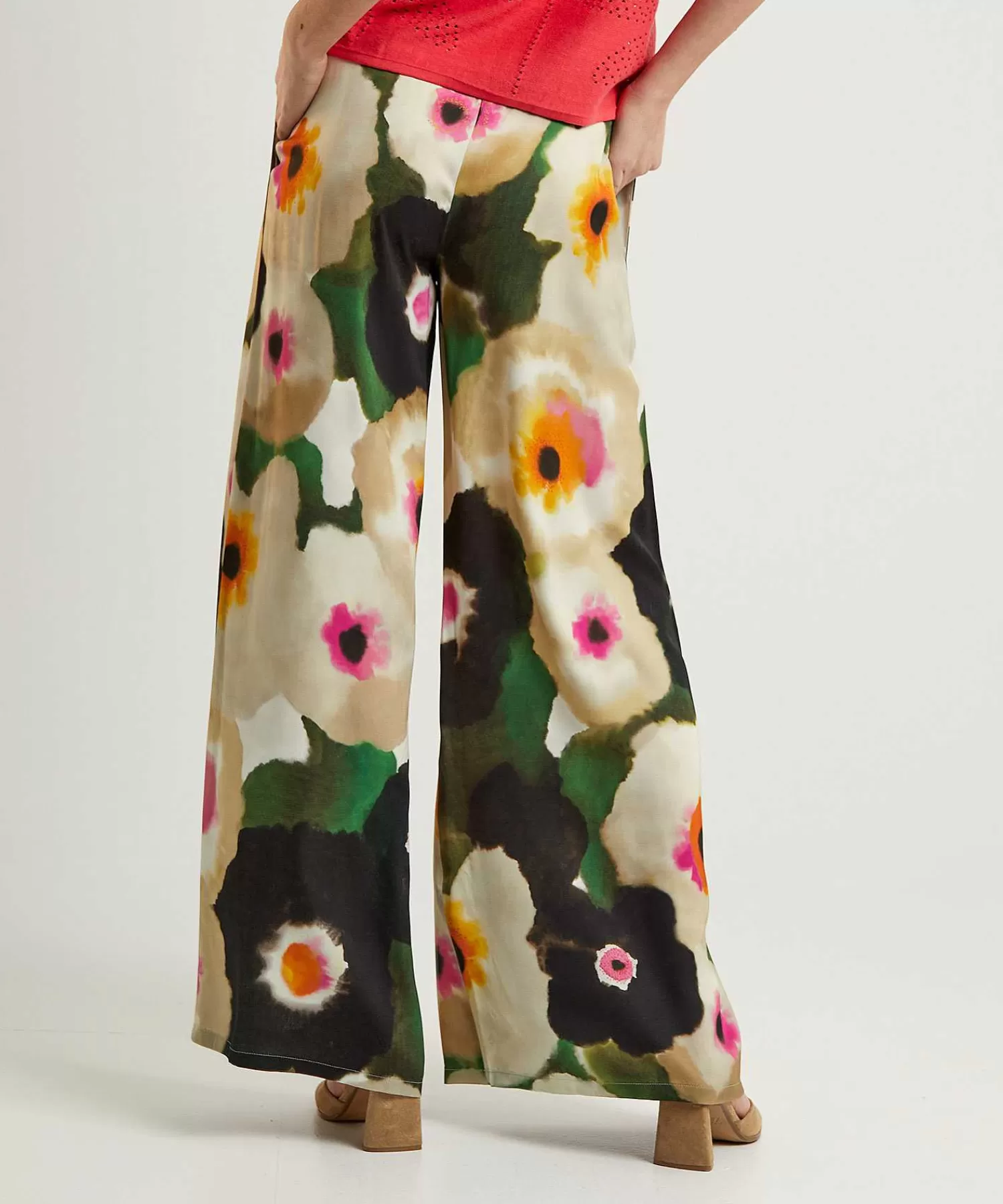 Caroline Biss Pantalones Palazzo Sedosos Flor Elegante Store