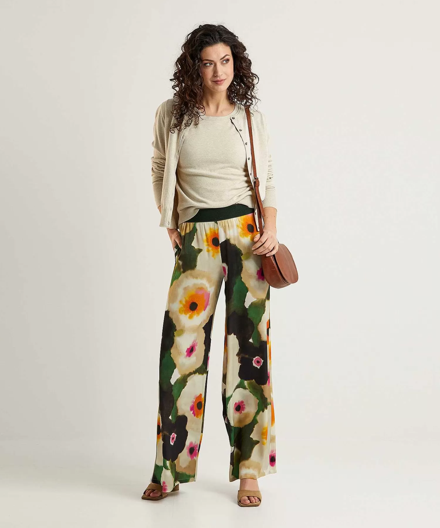 Caroline Biss Pantalones Palazzo Sedosos Flor Elegante Store
