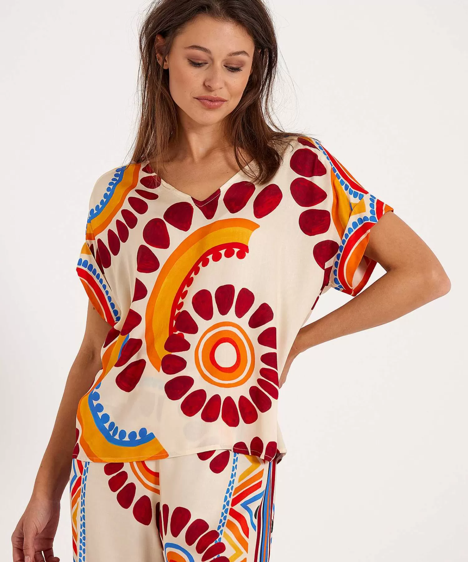 Caroline Biss Top Estampado Etnico Best Sale