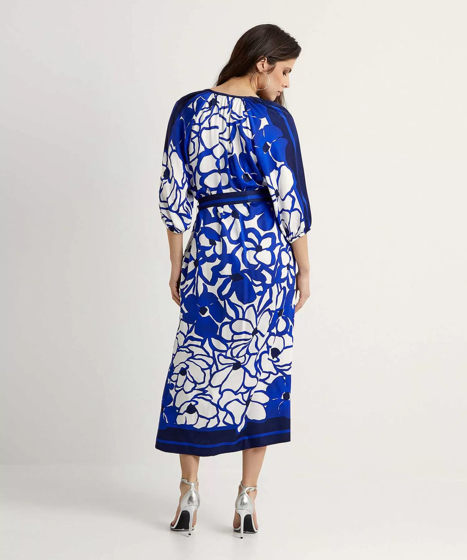Caroline Biss Vestido Sedoso Flor New