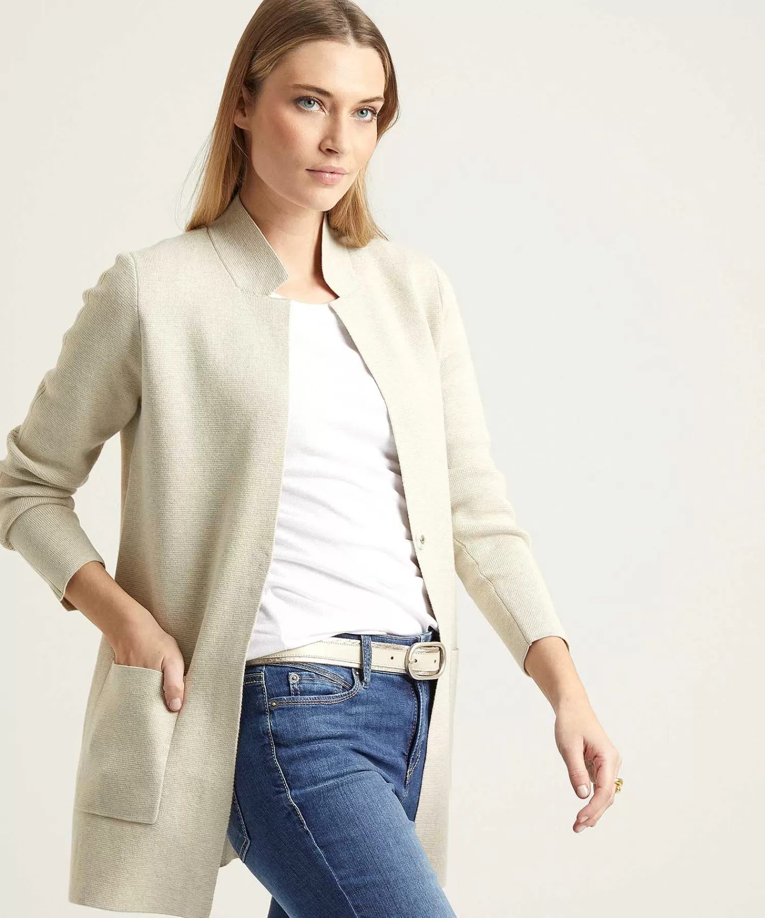 * Chaleco Tipo Blazer De Longitud Media Puntaknit Outlet