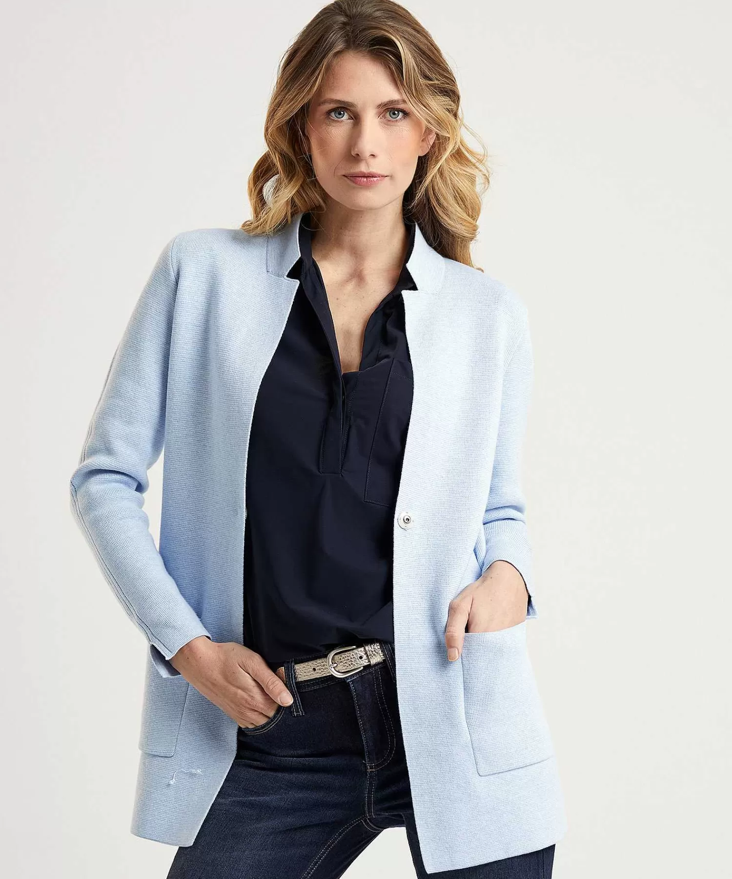 * Chaleco Tipo Blazer De Longitud Media Puntaknit Hot