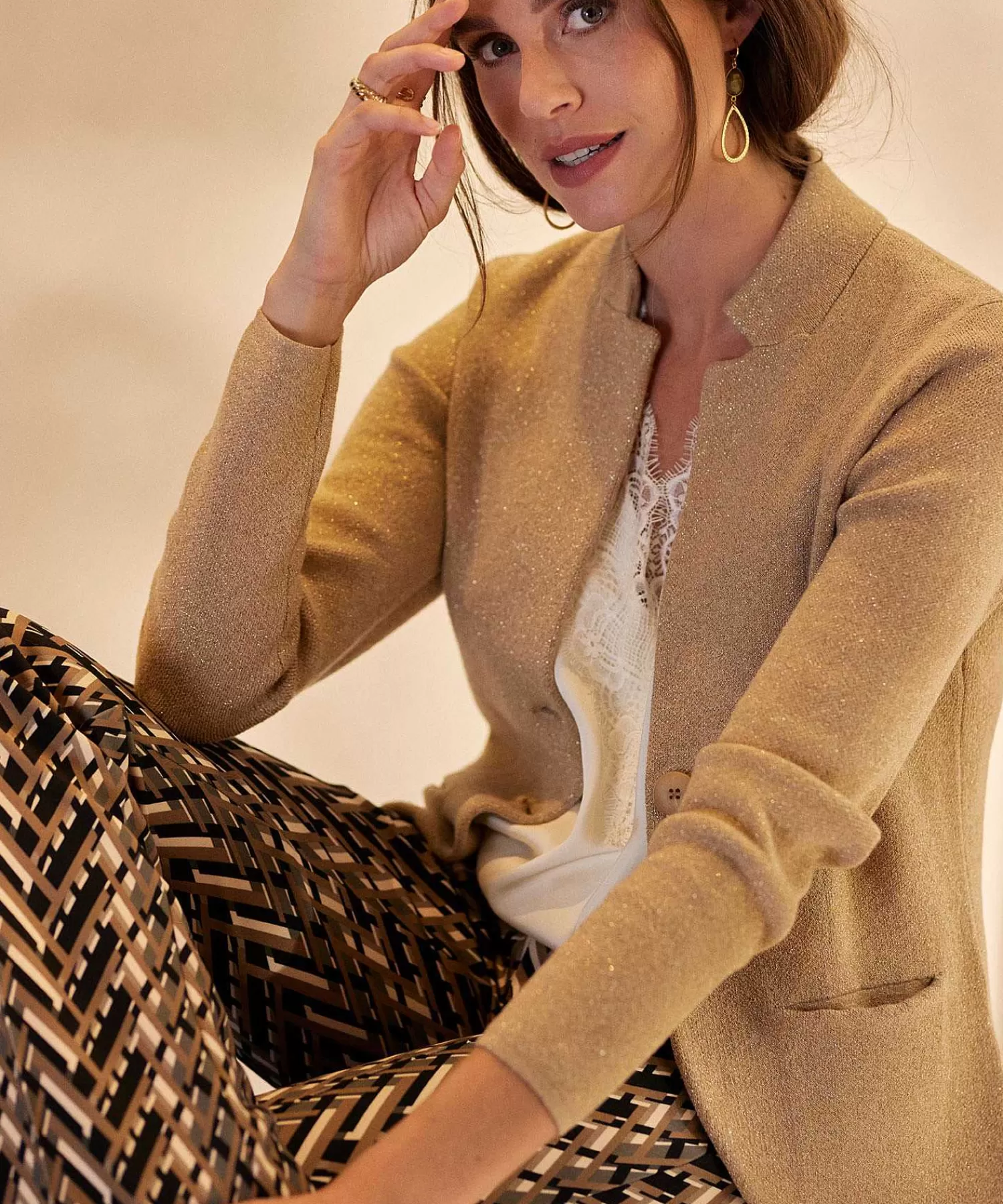 * Chaleco Tipo Blazer De Lurex Cheap
