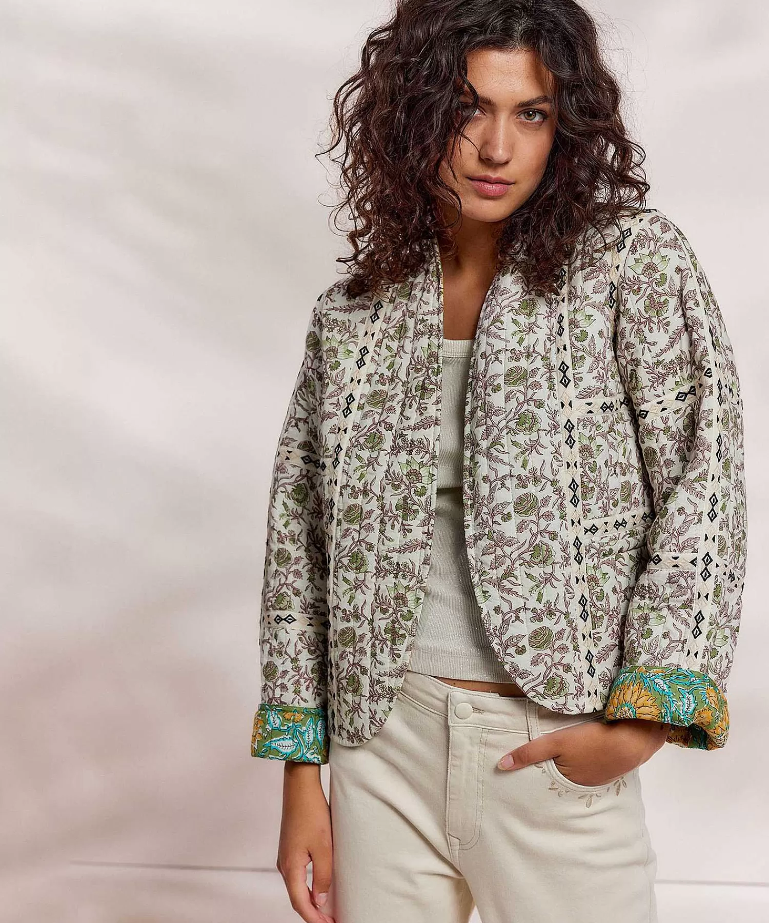 Summum Chaqueta Tipo Kimono Reversible Patchwork Indio Fashion