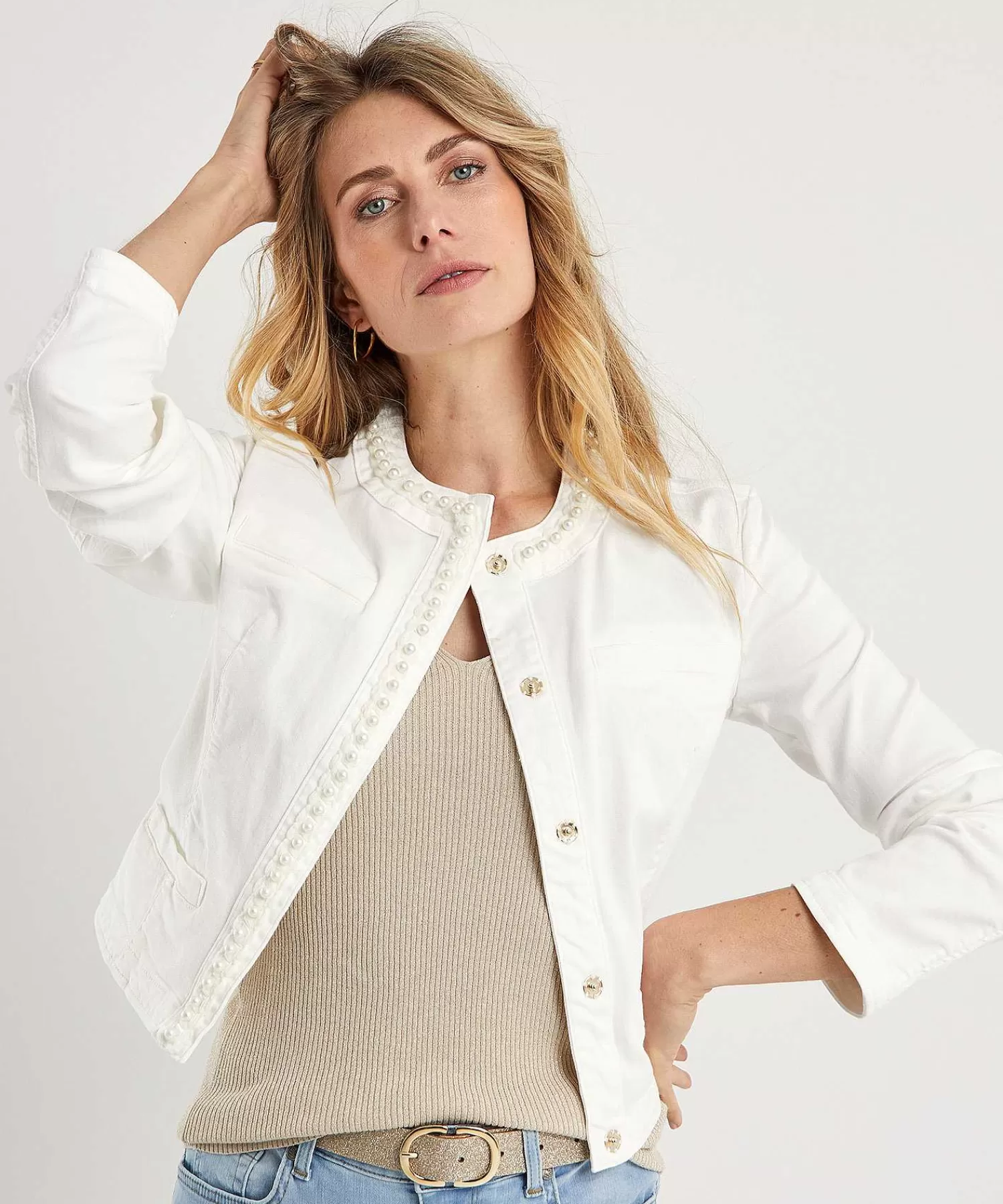 LIU JO Chaqueta Vaquera Con Perlas De New