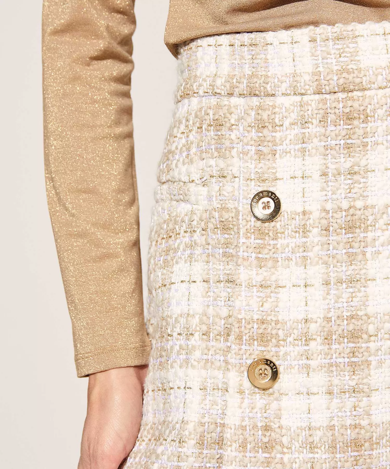 Due Amanti Falda Boucle Botones Decorativos Reece Fashion