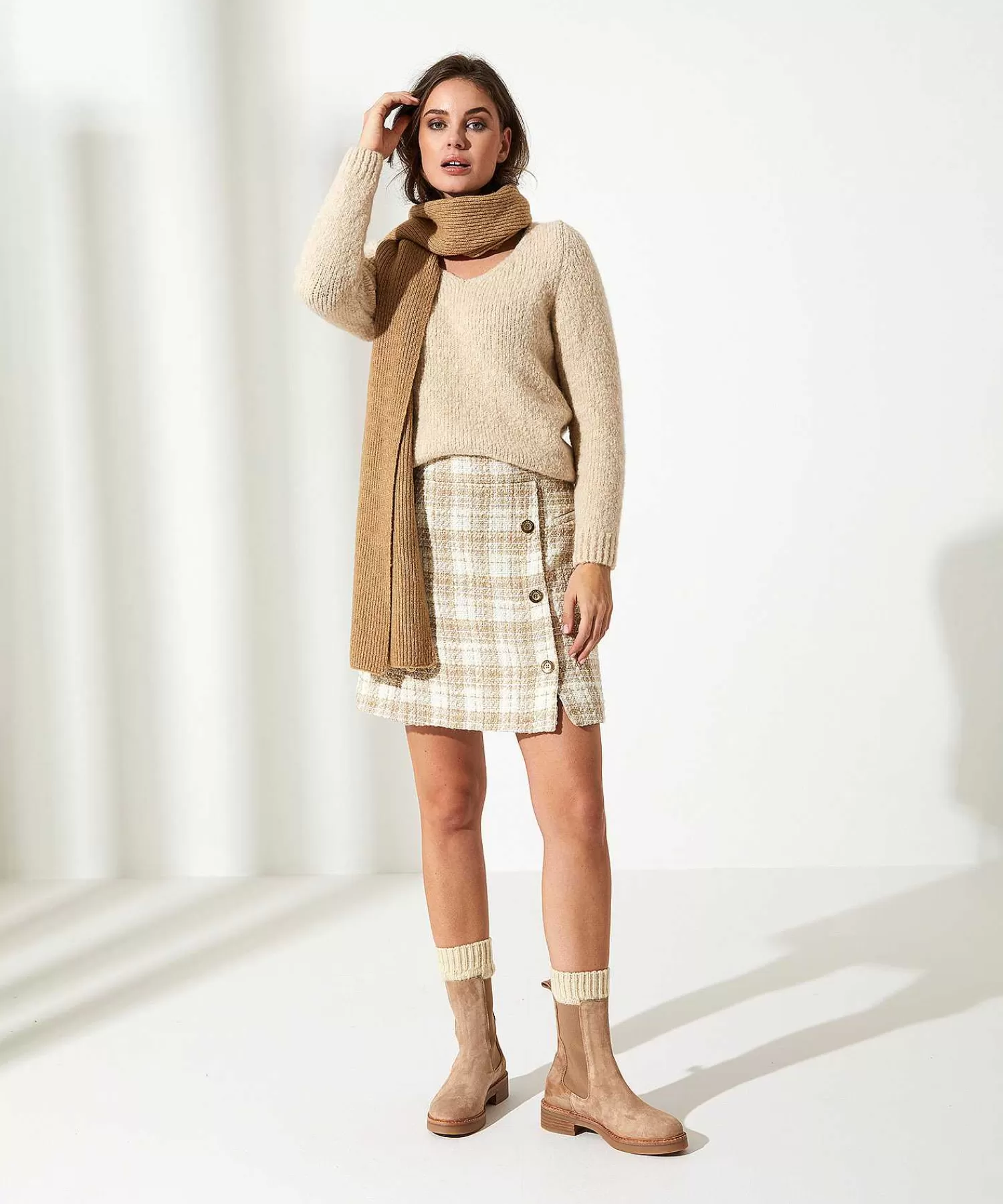 Due Amanti Falda Boucle Botones Decorativos Reece Fashion
