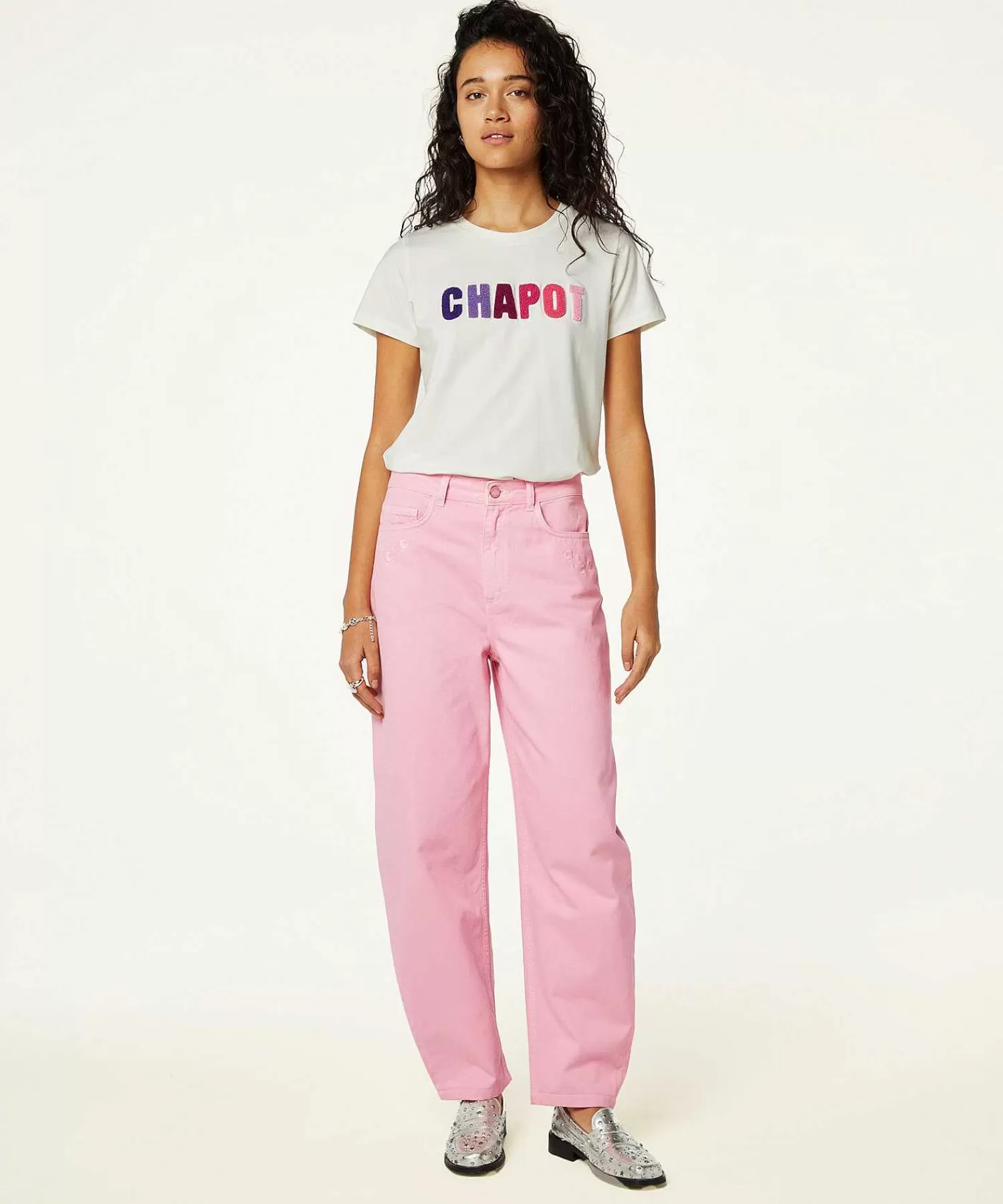 Fabienne Chapot Camiseta Rizo Letras Aplicadas Sale