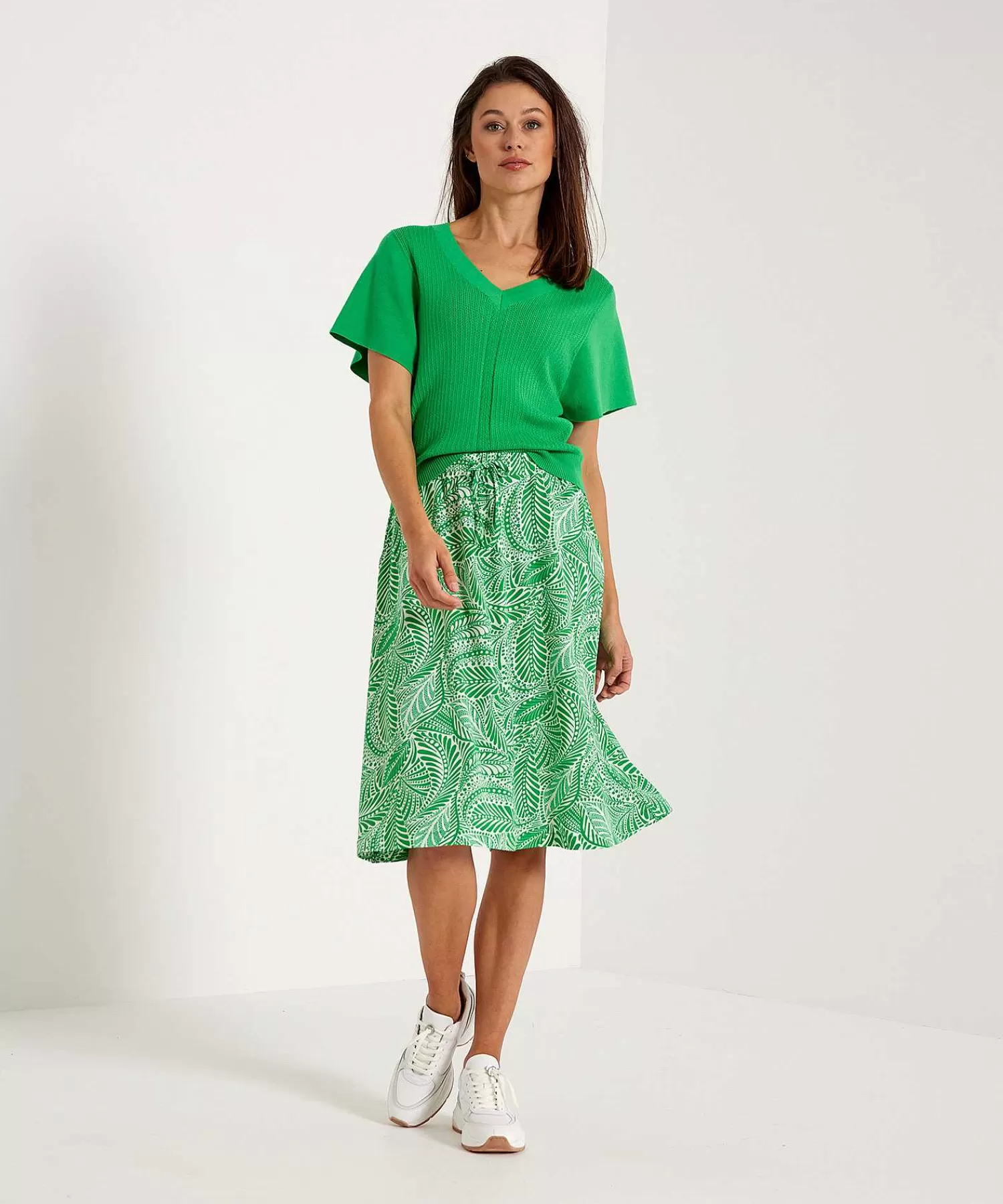 KYRA Falda Estampado De Hojas Verda Fashion